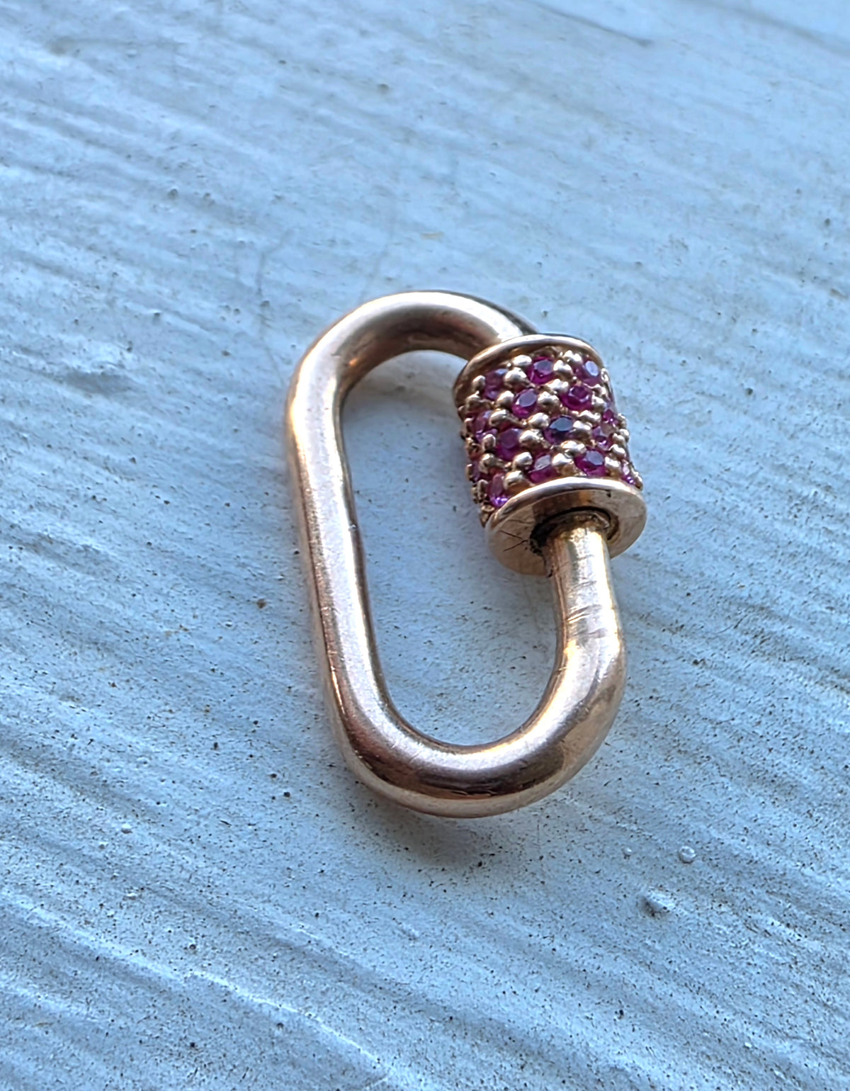 Marla Aaron 14k Rose Gold Stoned Baby Lock Pink Sapphire Pavé