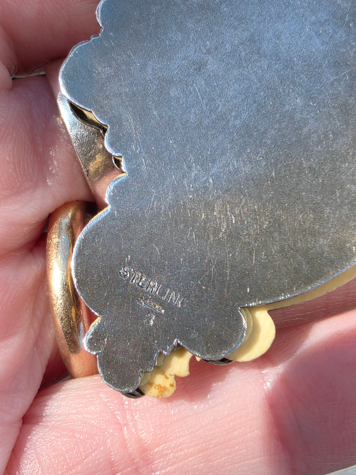 Victorian Sterling Repousse Dance Card Pendant on Articulated Chain, Webster Co.