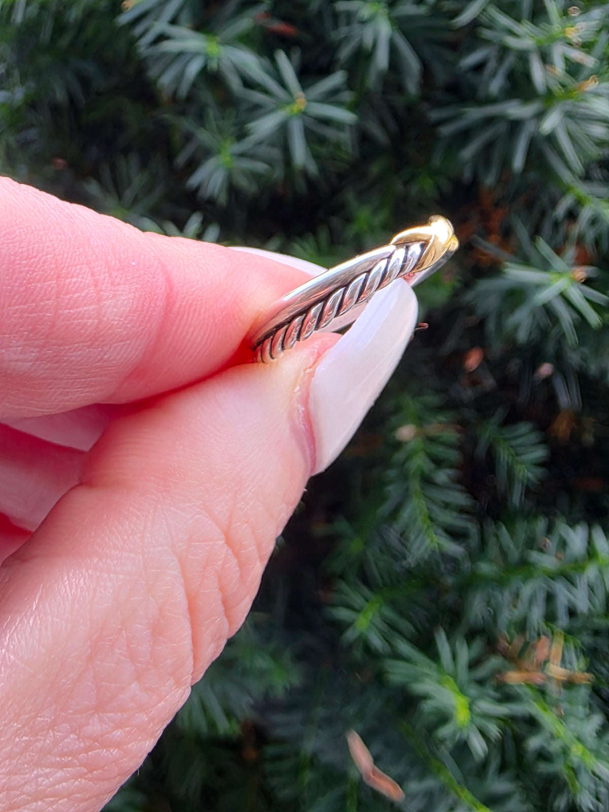 David Yurman Petite X Ring, Size 7, 925 18k