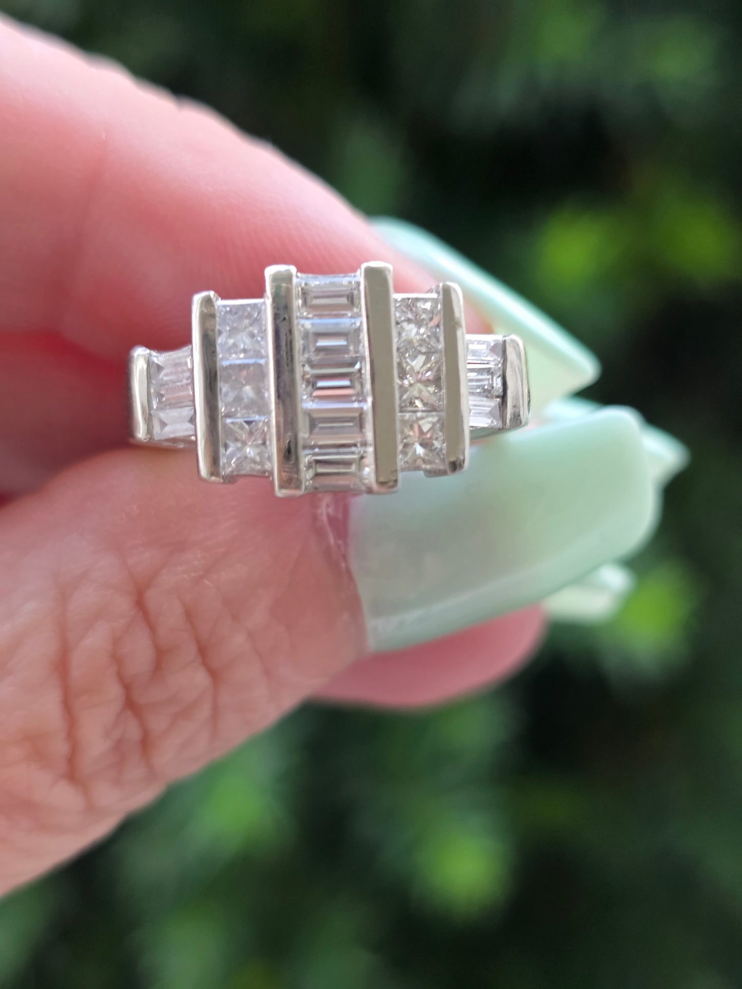 Platinum & Diamond Geometric Ring