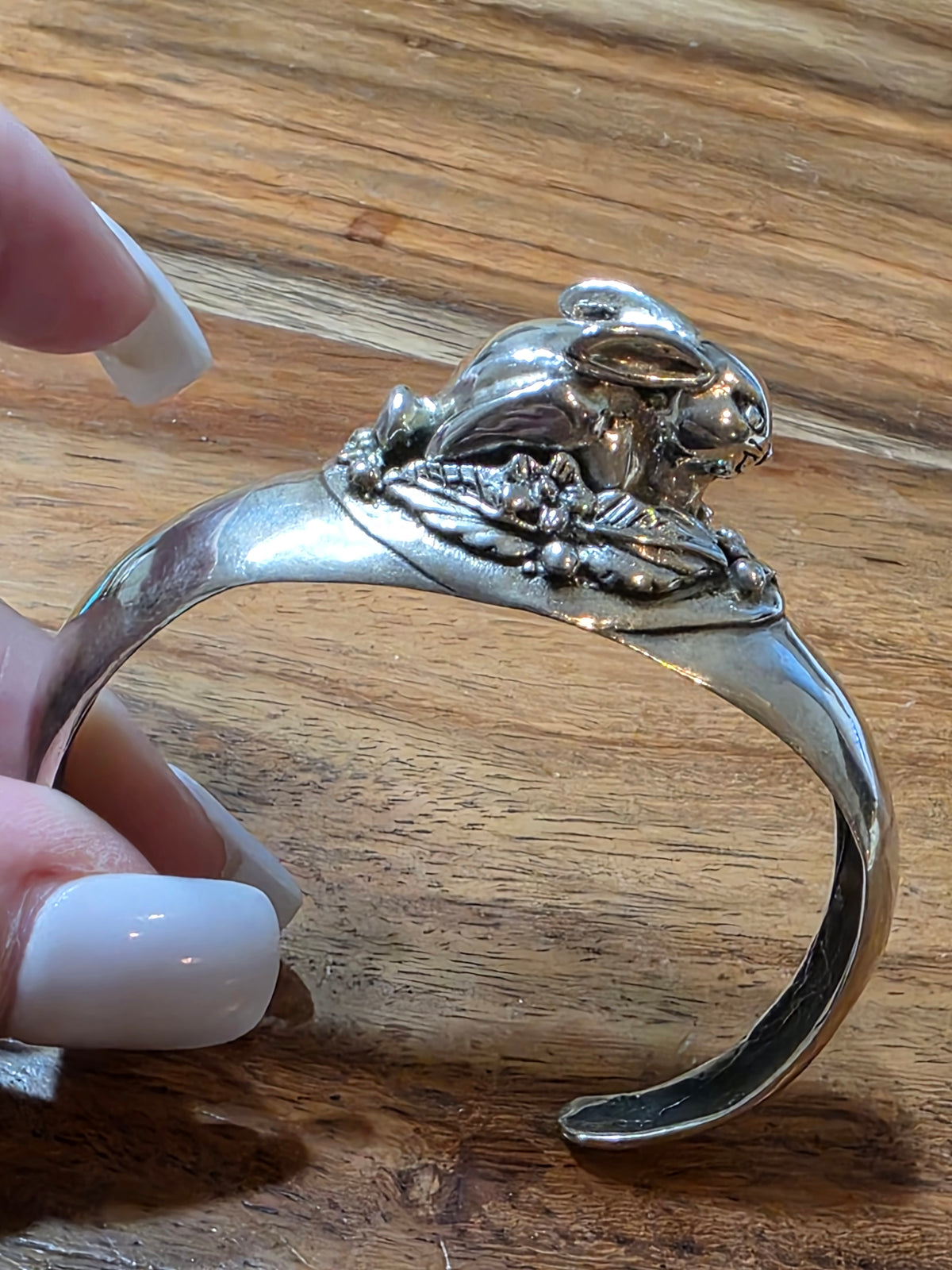 Vintage Mexican Sterling Silver Bunny Rabbit 3D Cuff Bracelet 925 35.9g