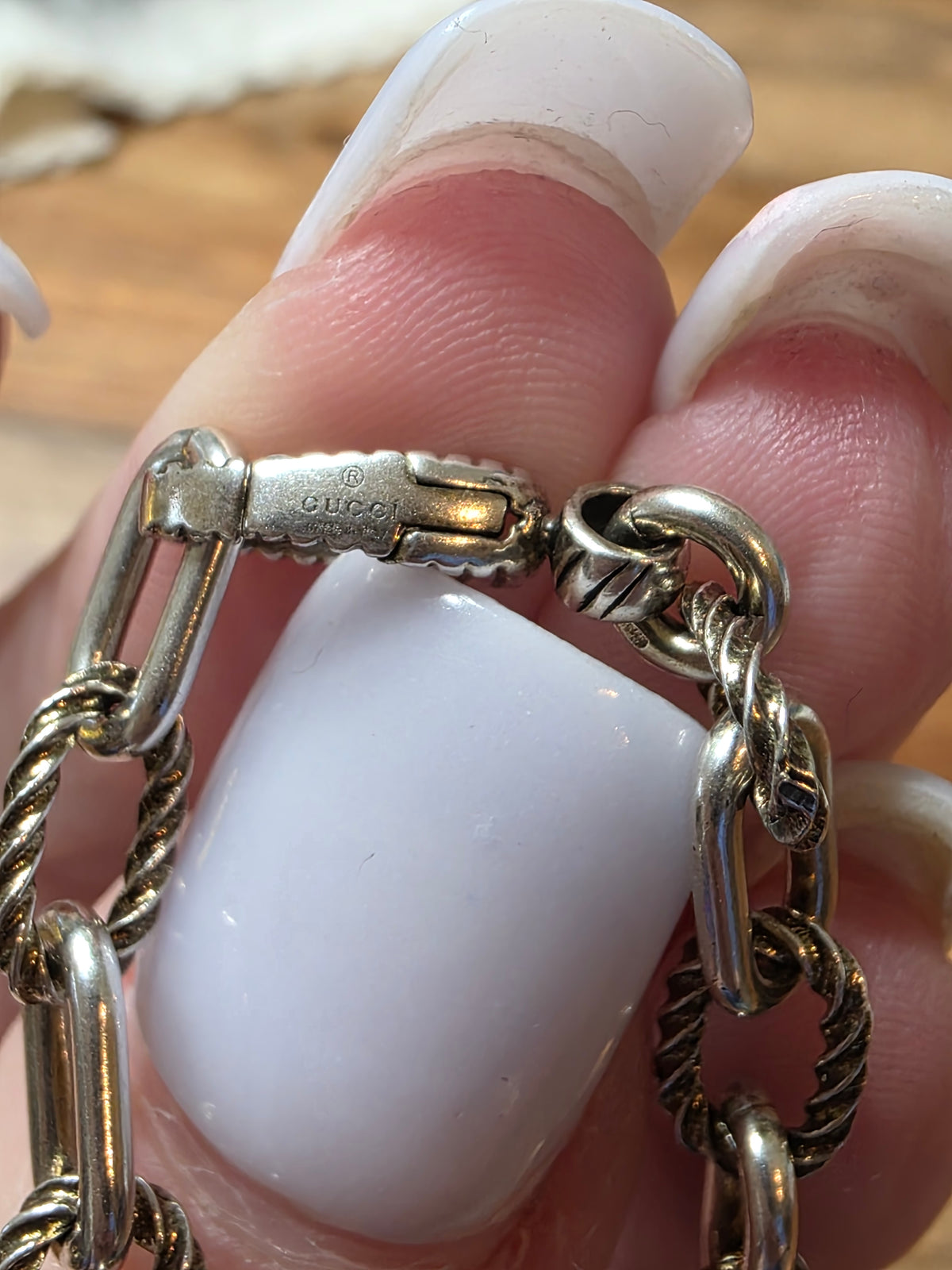 Gucci Interlocking G Sterling Silver Charm Bracelet, 7"