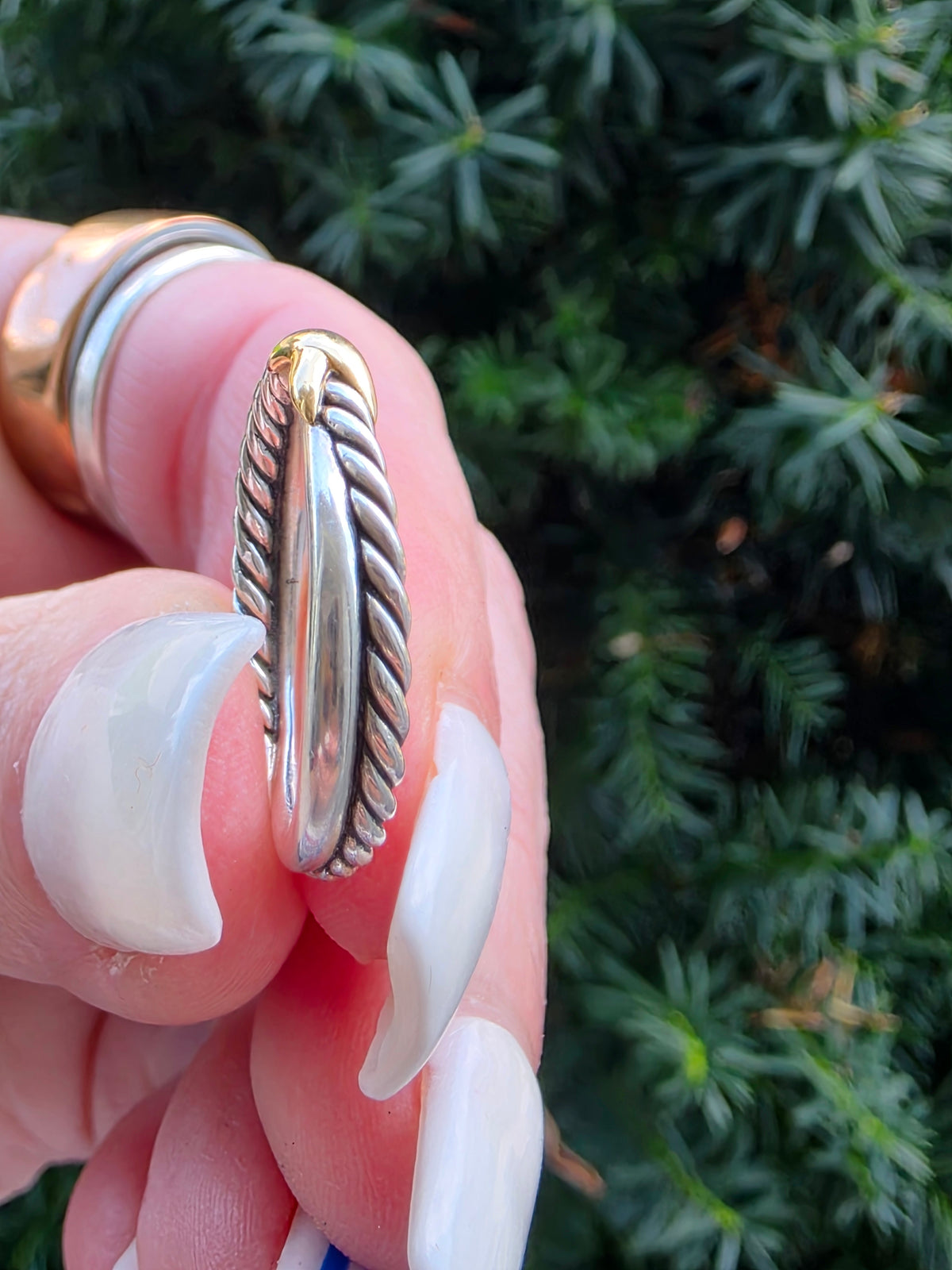 David Yurman Petite X Ring, Size 7, 925 18k