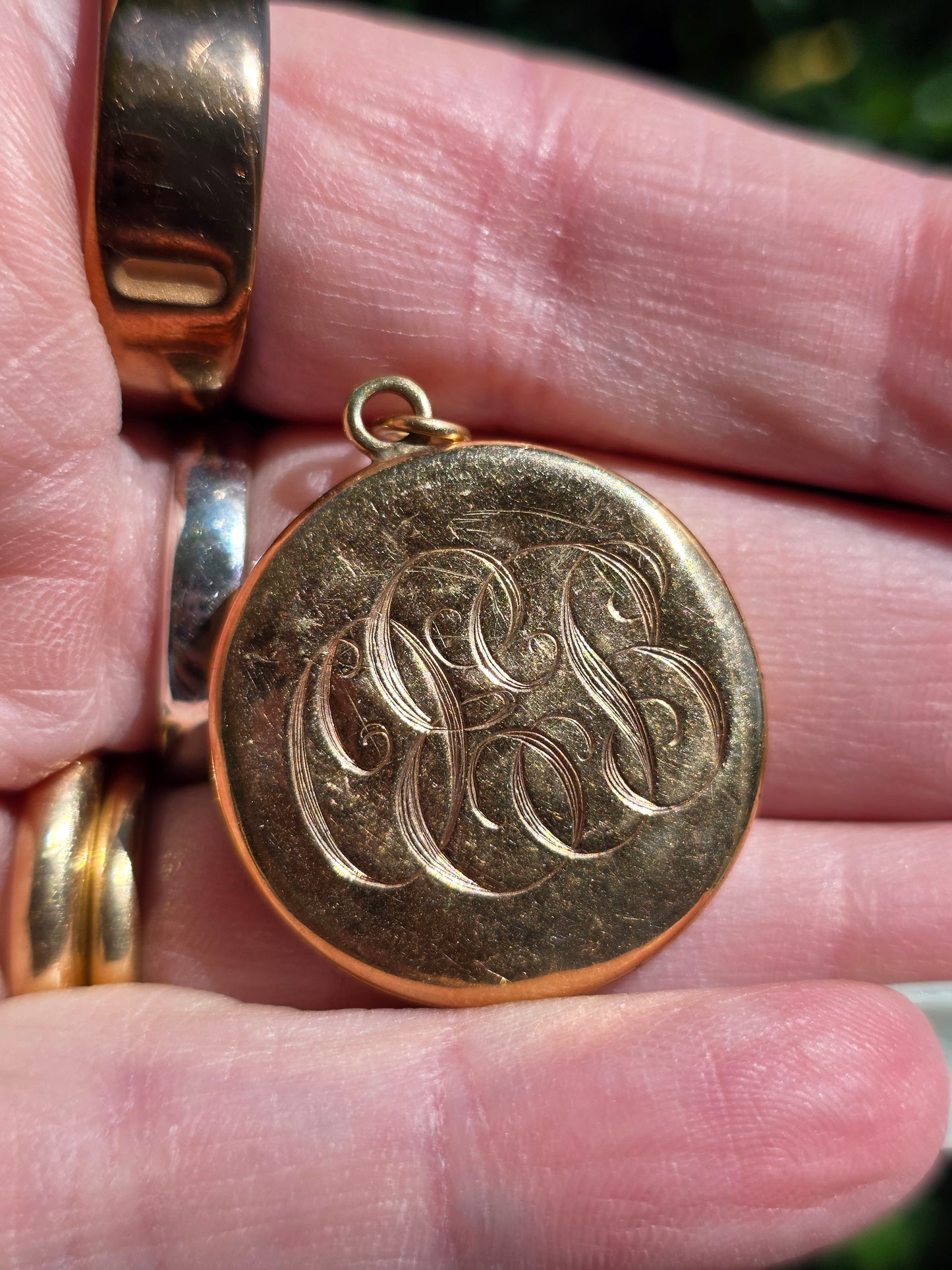 Antique 10k Double Horses Diamond & Garnet Locket