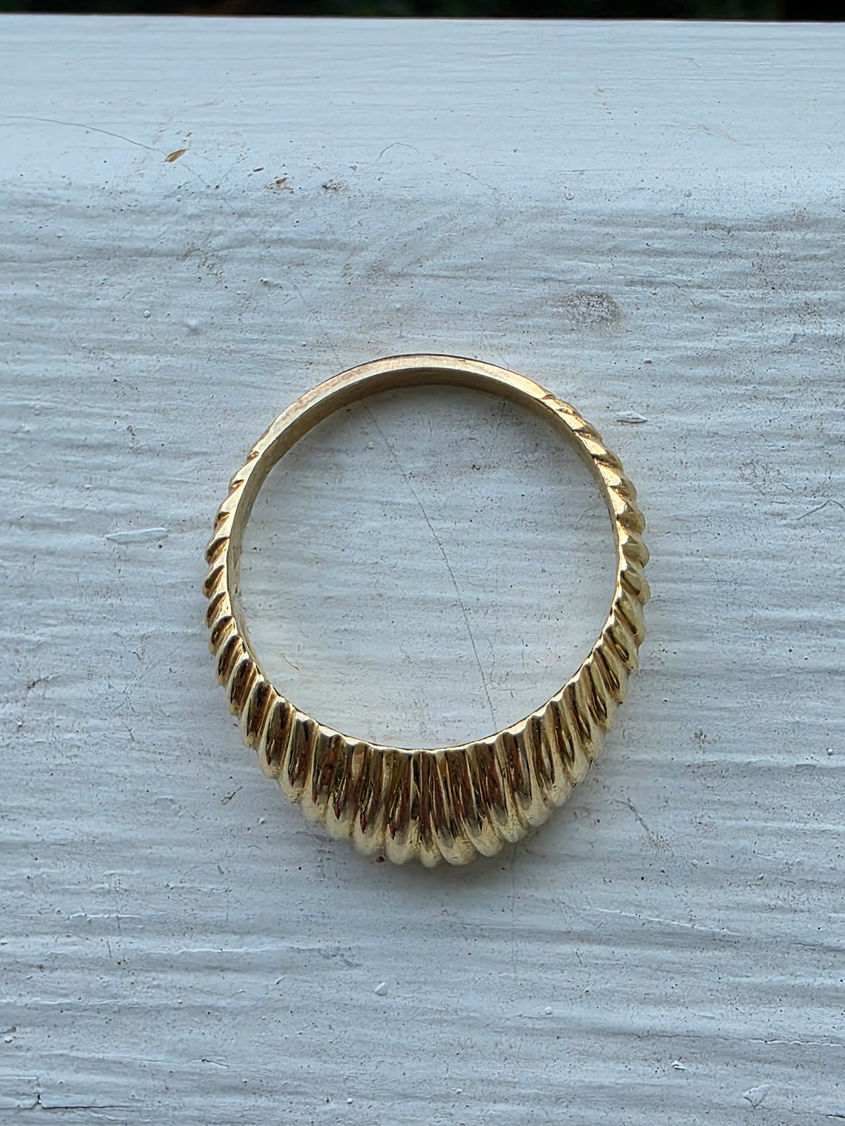 Vintage 14k Yellow Gold Scalloped Dome Ring, Shrimp Ring