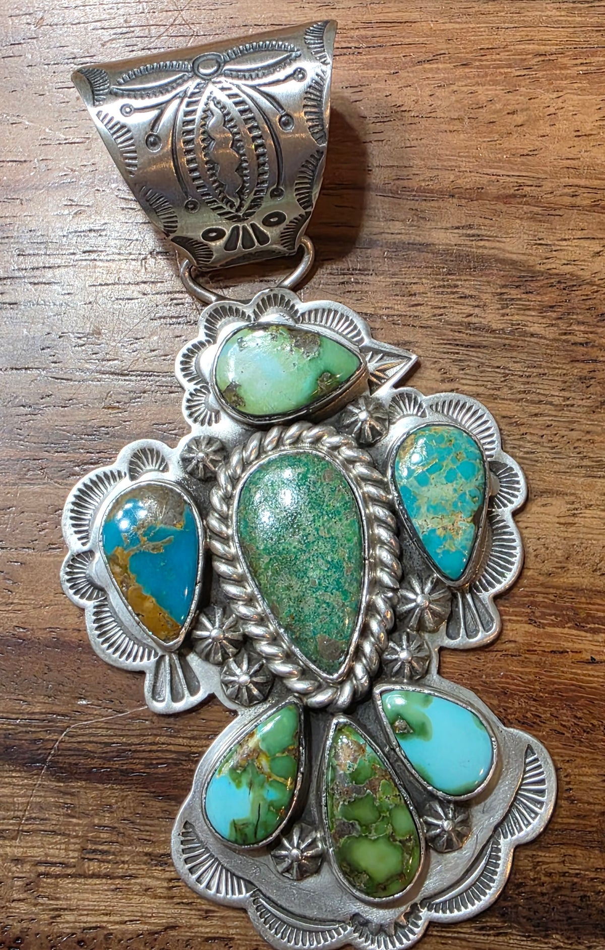 Navajo Charles Johnson Sonoran Gold Turquoise 925 Sterling Thunderbird Pendant