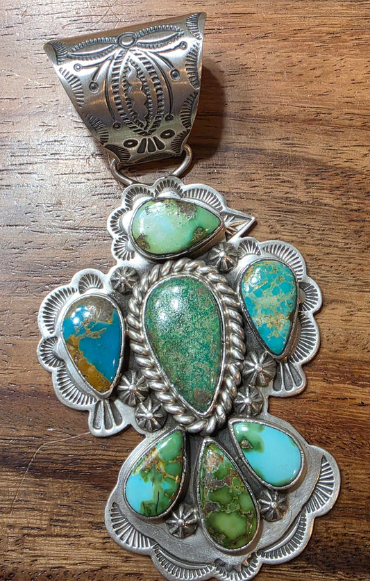 Navajo Charles Johnson Sonoran Gold Turquoise 925 Sterling Thunderbird Pendant