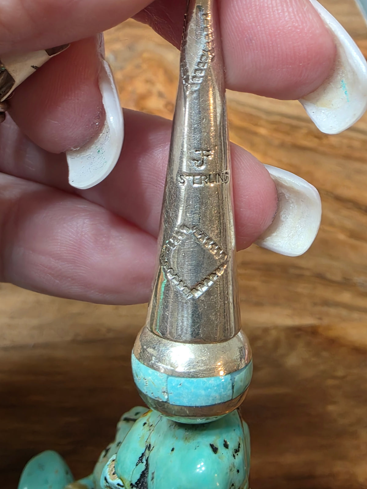 Federico Jimenez Bold Turquoise Nugget Necklace Sterling Silver Inlaid End Caps