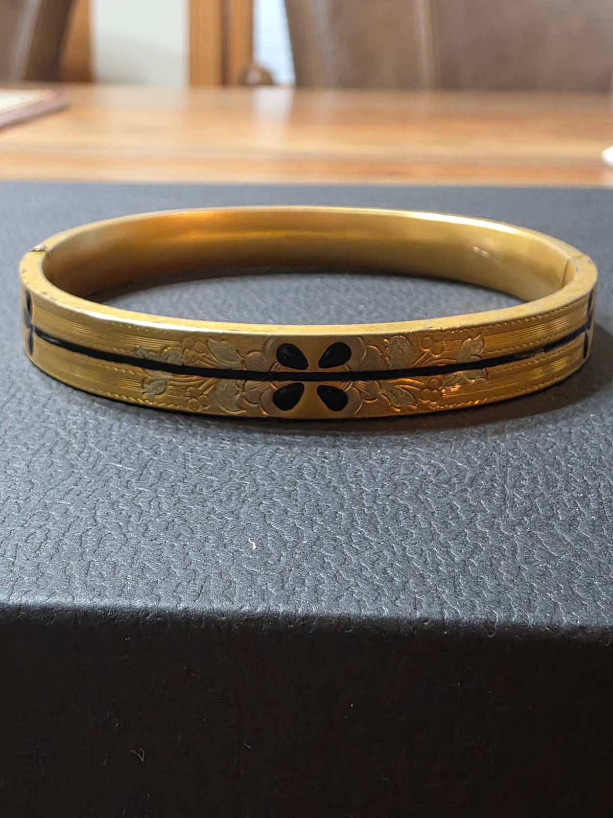 Antique GLP Co 1/10 Gold Filled Bangle Bracelet Enamel Floral George L Paine