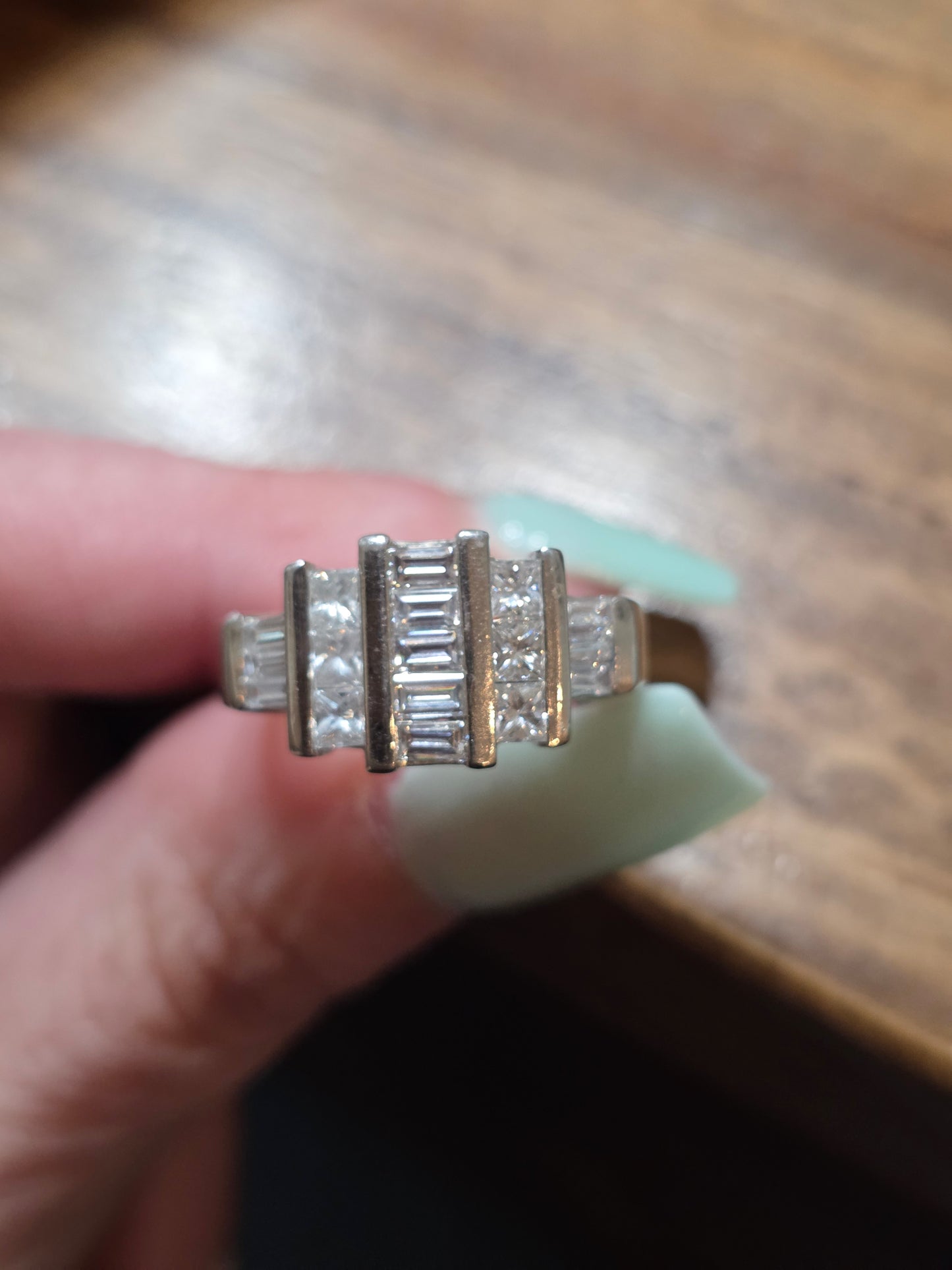 Platinum & Diamond Geometric Ring