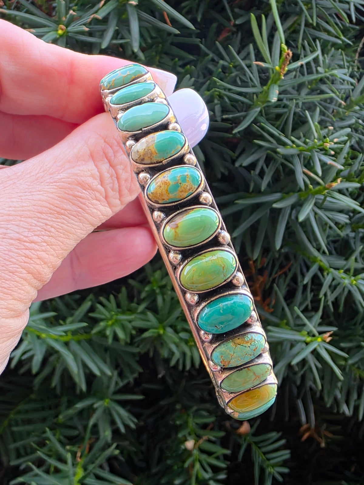 Southwest Dan Dodson Sterling Silver Royston Turquoise Bangle Bracelet
