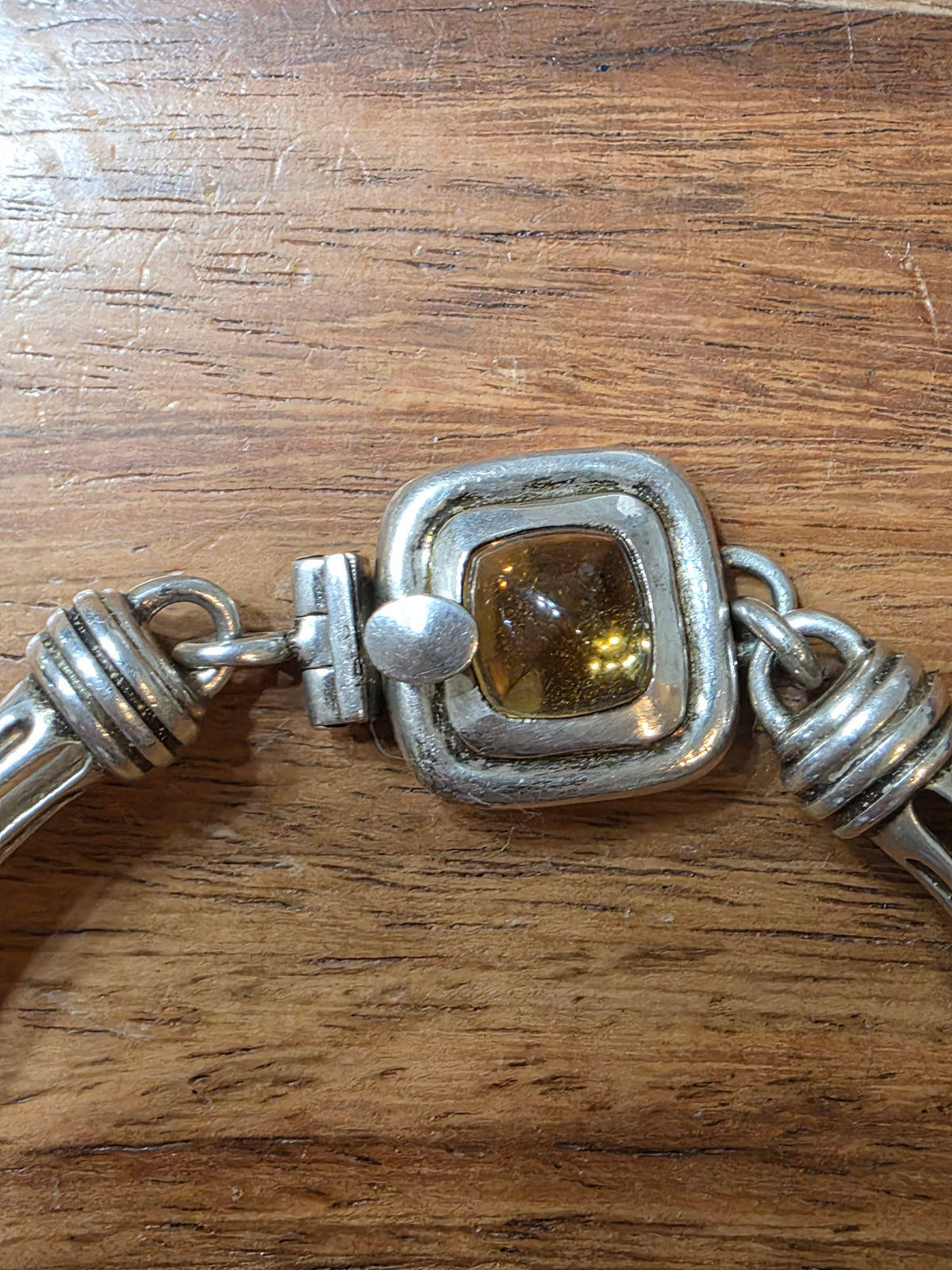 Slane & Slane 925 Sterling Silver Sugar Loaf Citrine Column Link Bracelet