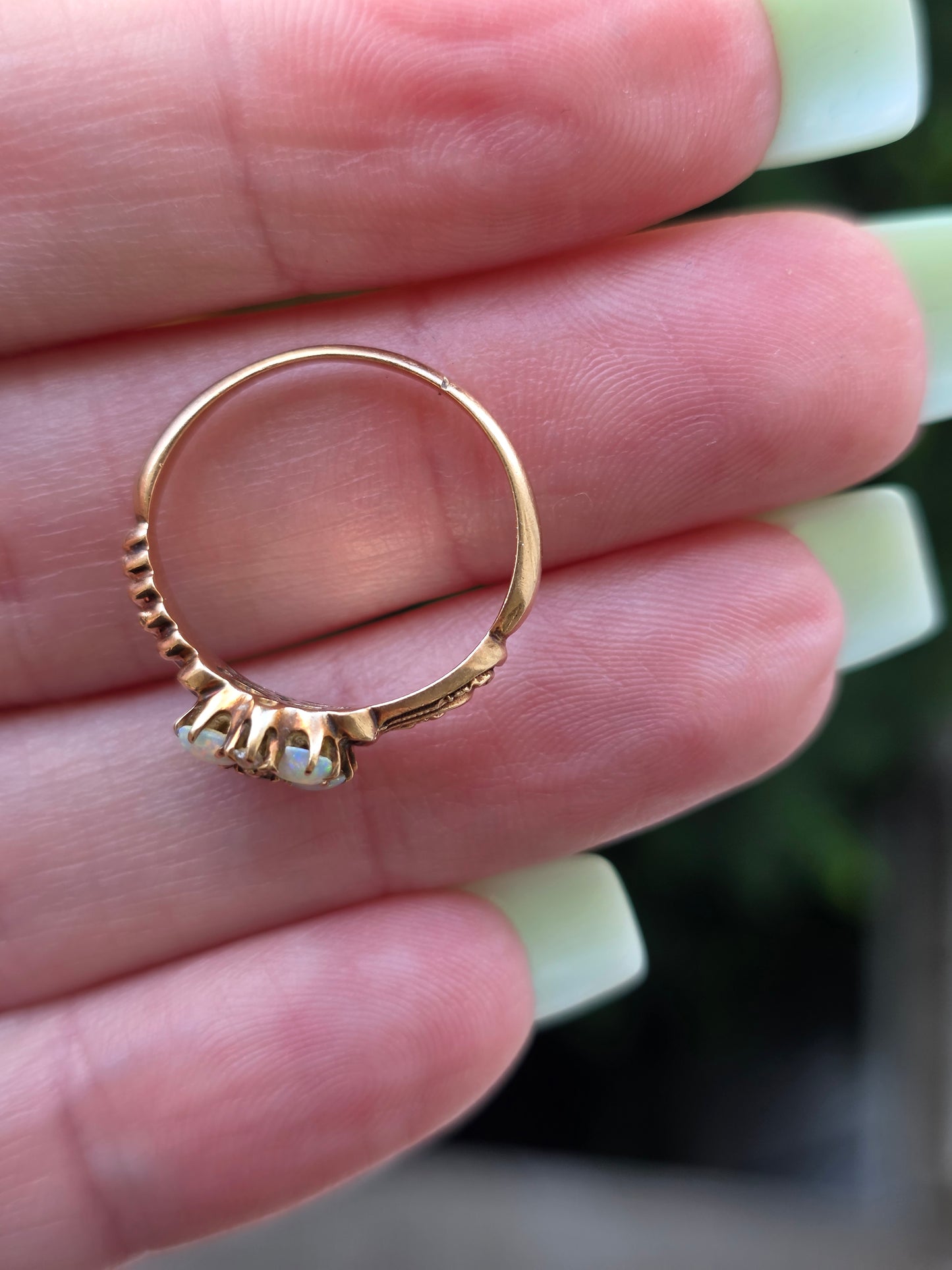 Antique 10k Gold Opal and Rose Cut Diamond Ring