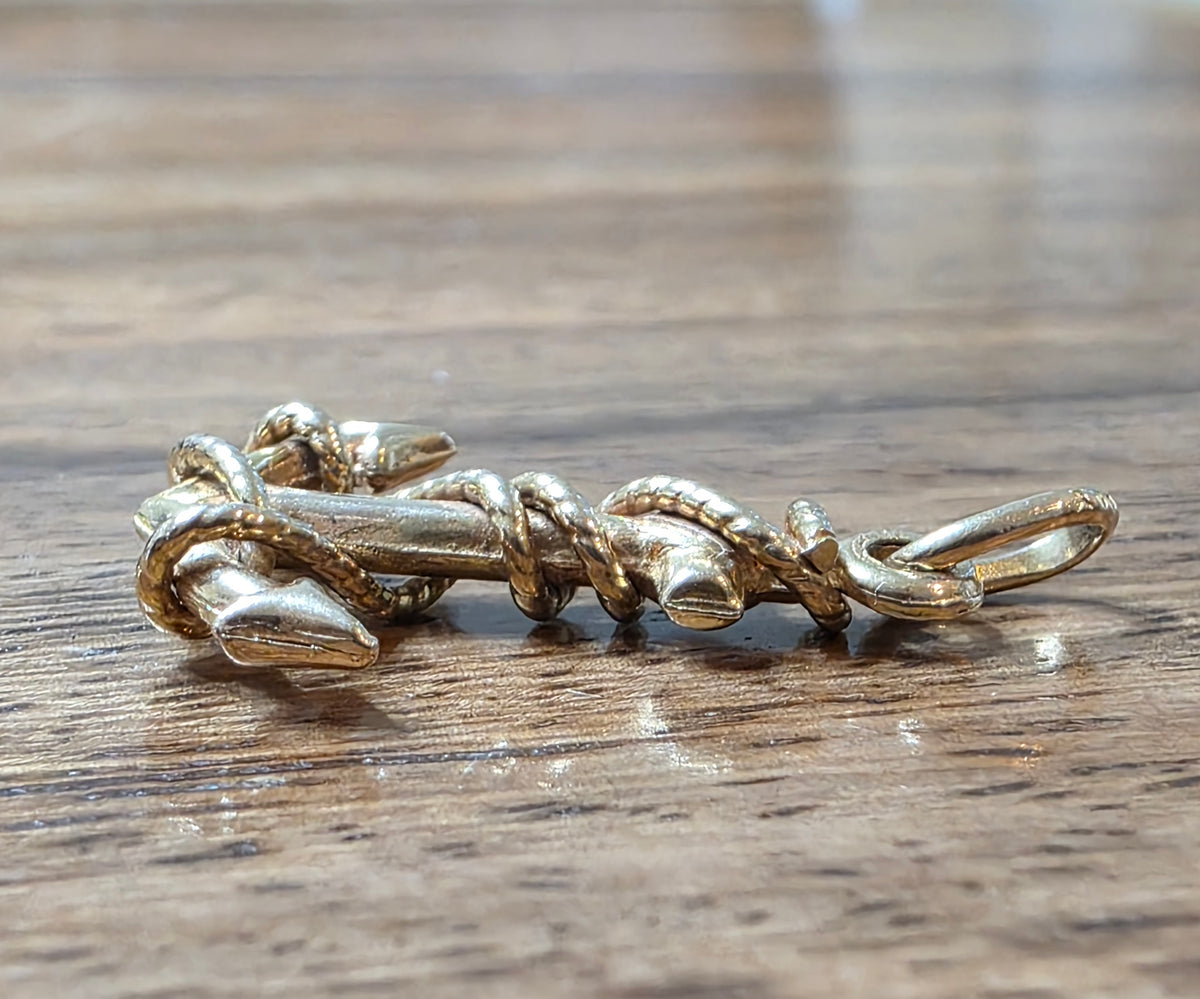 Vintage 14k Yellow Gold Anchor Rope Charm Pendant
