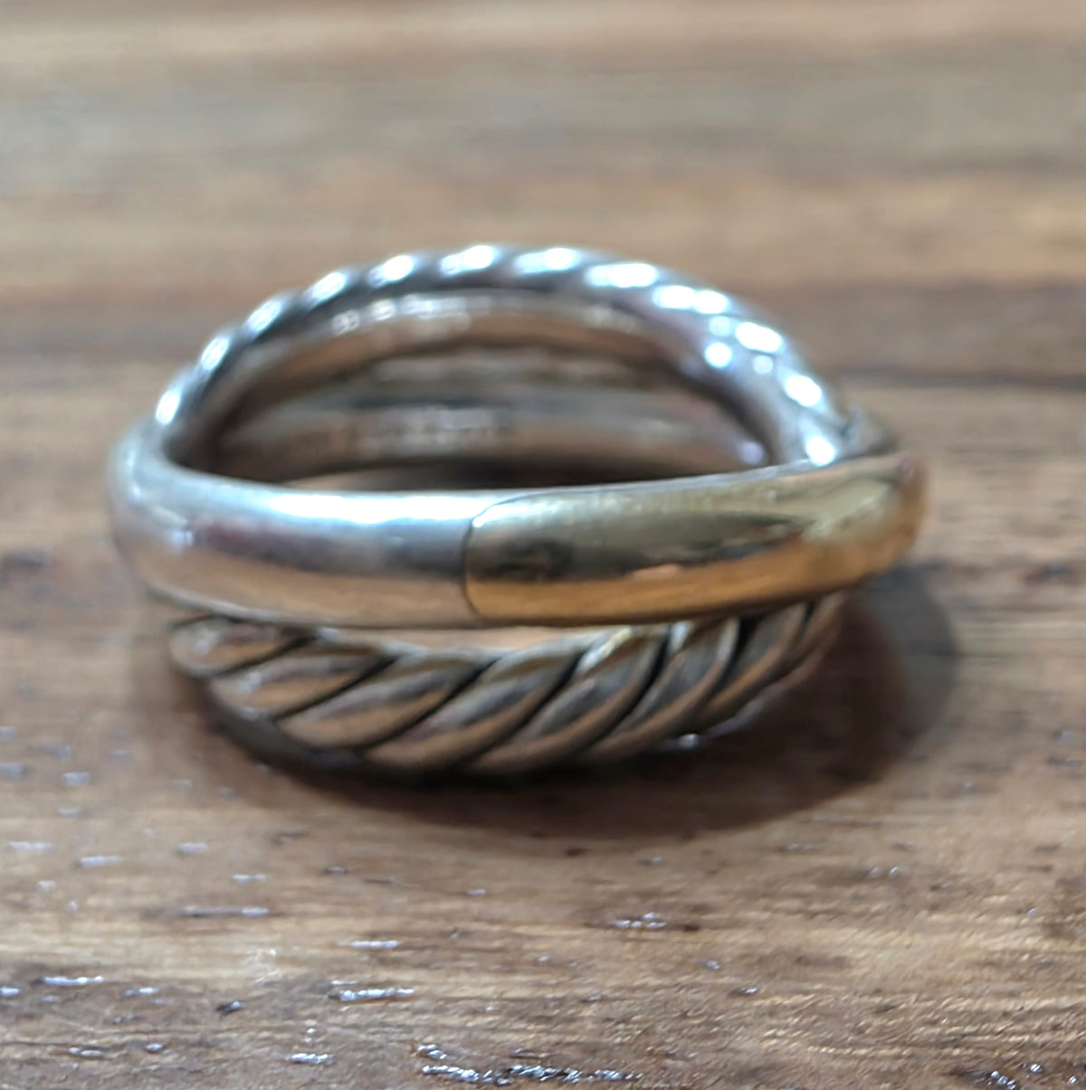 David Yurman Crossover Two Row Cable Ring, 14k & 925