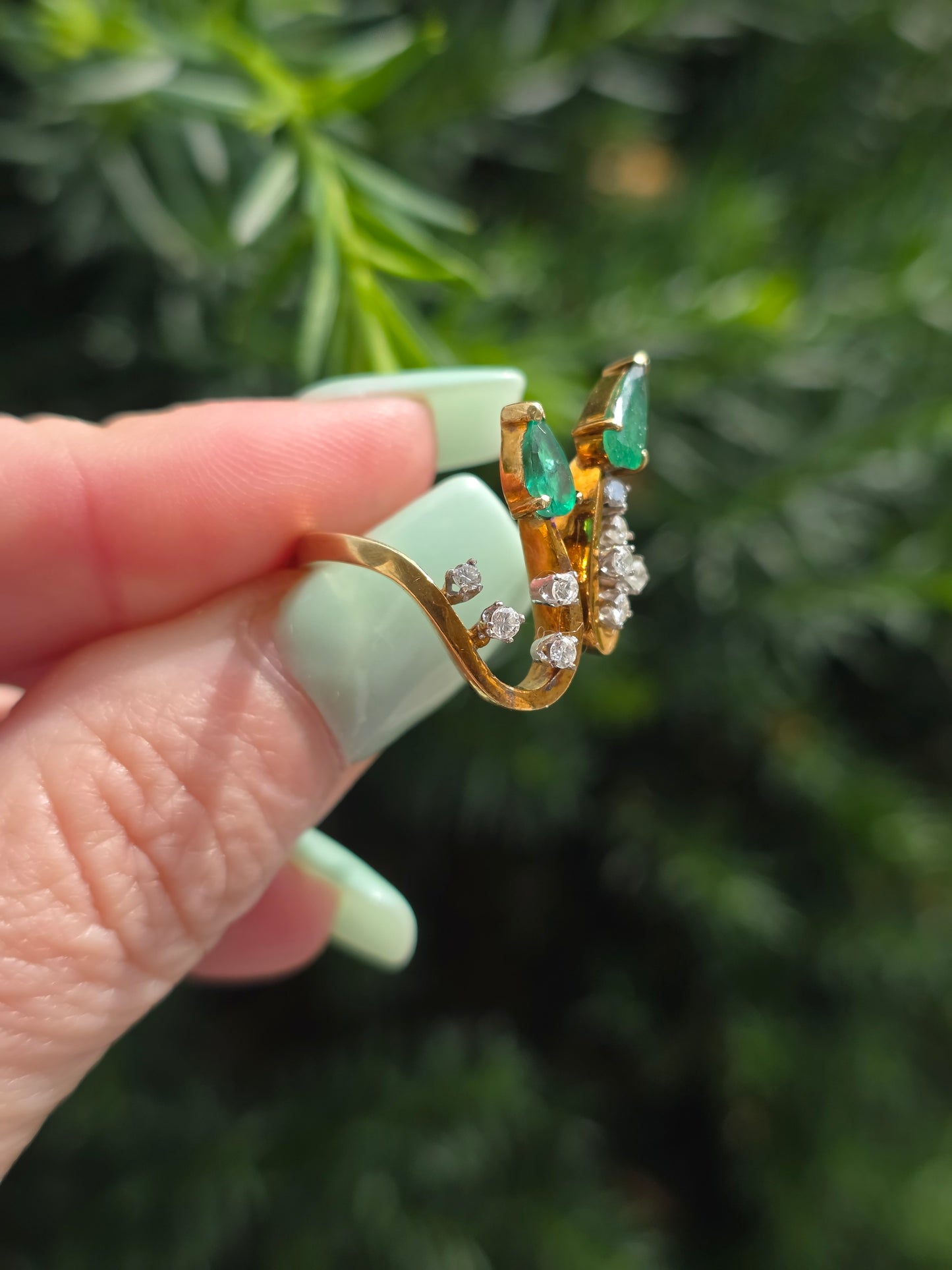Vintage 18k Emerald and Diamond Ring