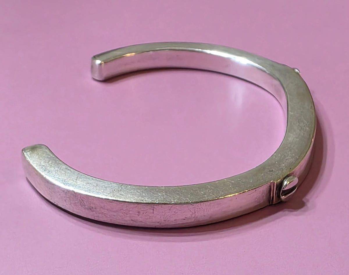 Vtg M&J Savitt Sterling Silver 14K Gold Industrial Screw Cuff Bracelet Signed