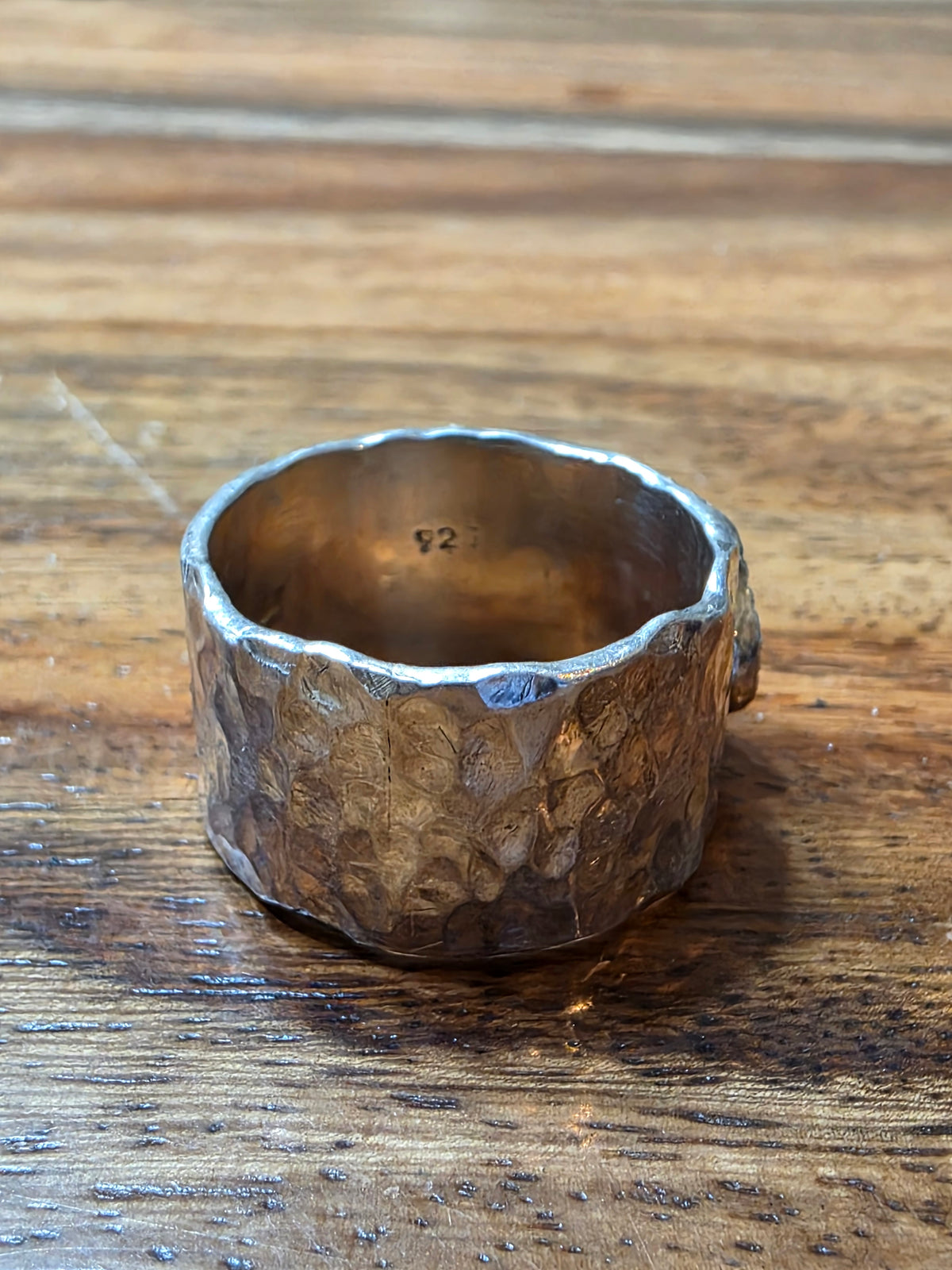 Artisan Hand-Crafted Richard Schmidt Hammered Sterling Electric Guitar Band Ring