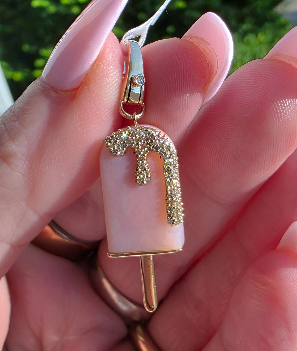 Pink Opal & Diamond Popsicle