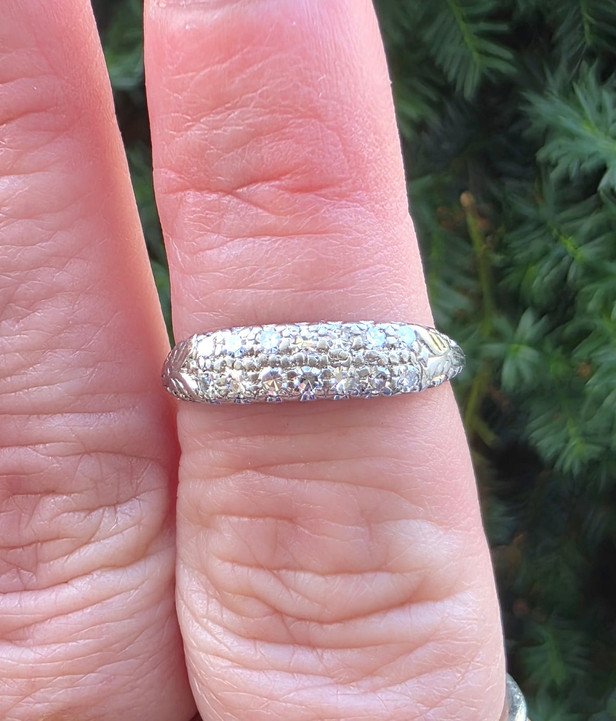Art Deco Platinum Double Row Diamond Ring