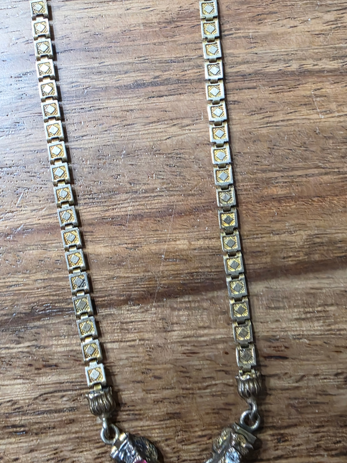Antique Gold Filled Multi Color Paste Stone Book Chain Necklace