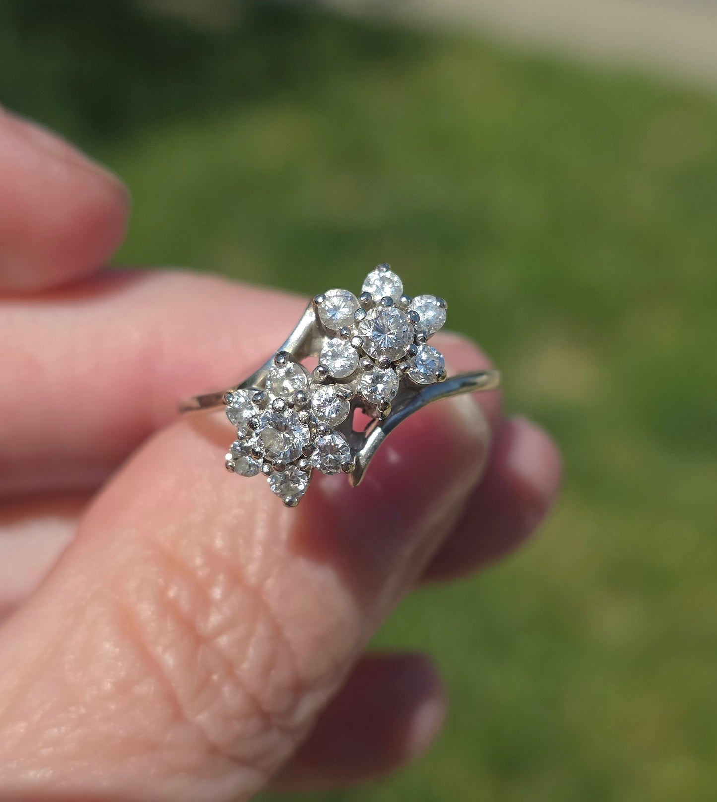 Vintage Toi et Moi Diamond Flower Ring