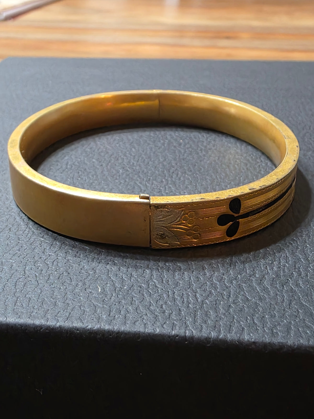 Antique GLP Co 1/10 Gold Filled Bangle Bracelet Enamel Floral George L Paine
