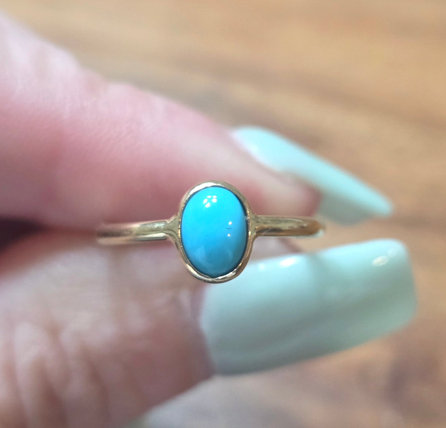Sweet 14k Gold Turquoise Cabochon Ring