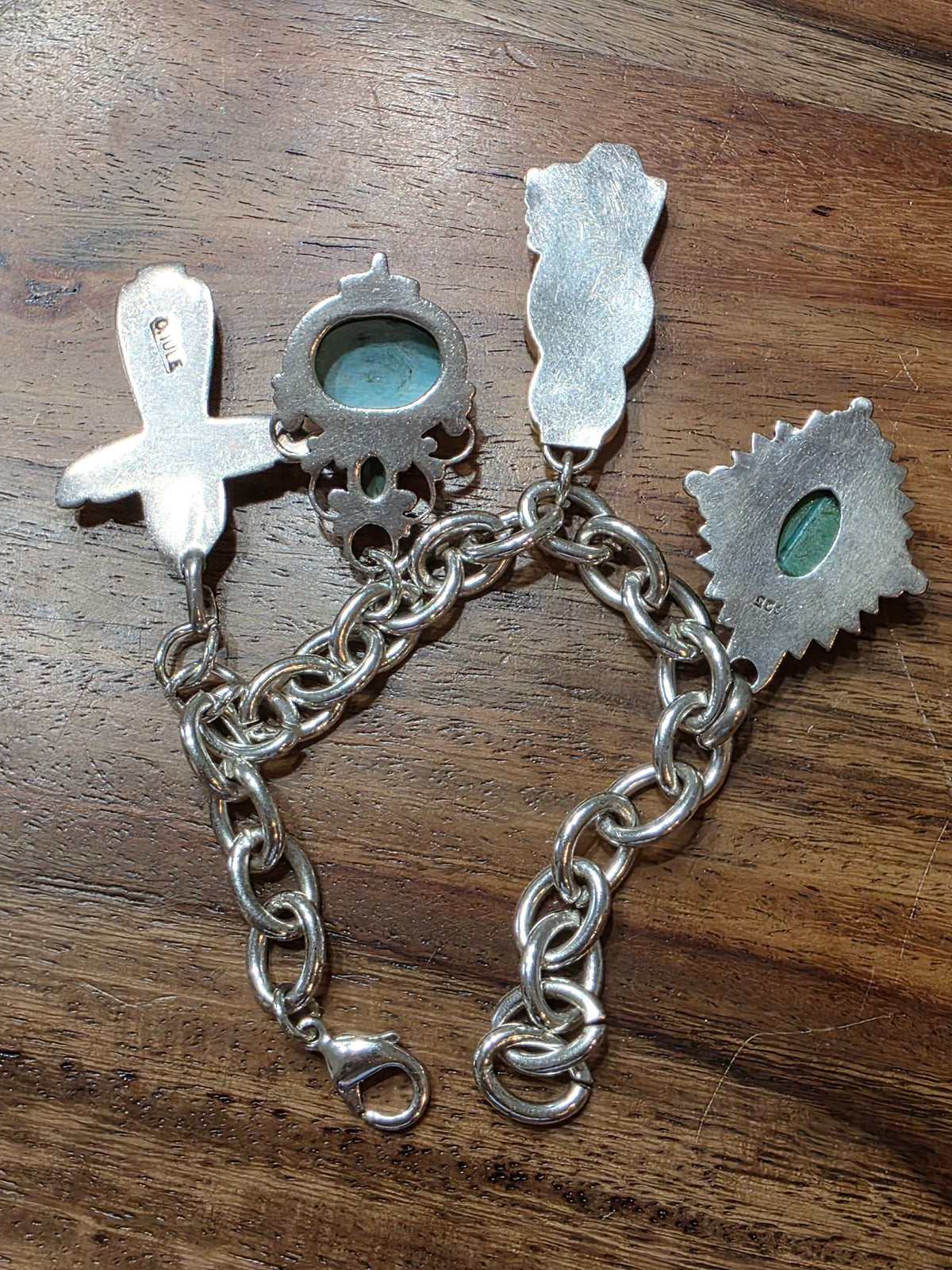 Southwest Turquoise Charm Bracelet With Zuni Designer Charms