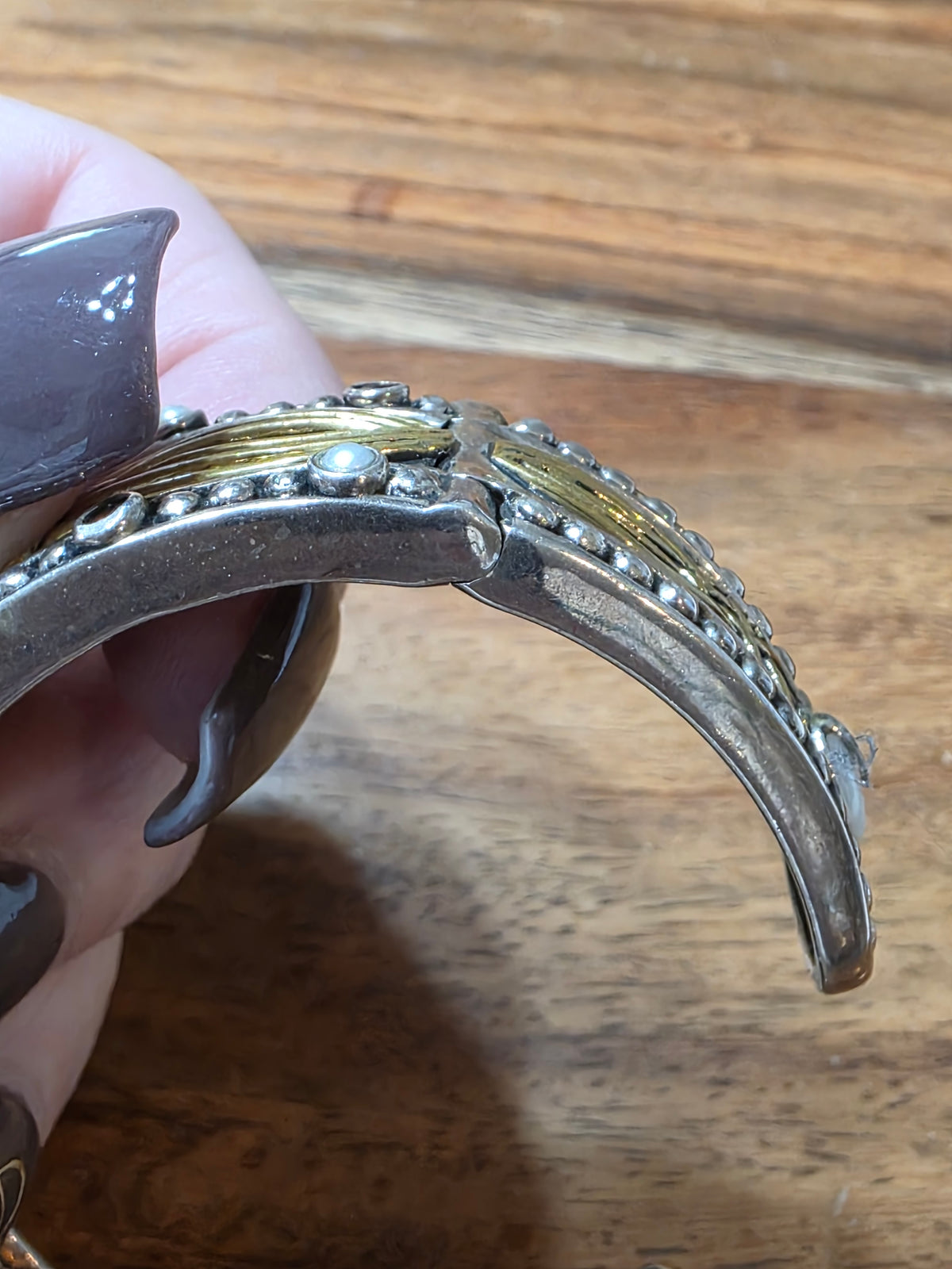 Echo of the Dreamer Sterling Silver Bronze Onyx Garnet Lily Cuff Bracelet