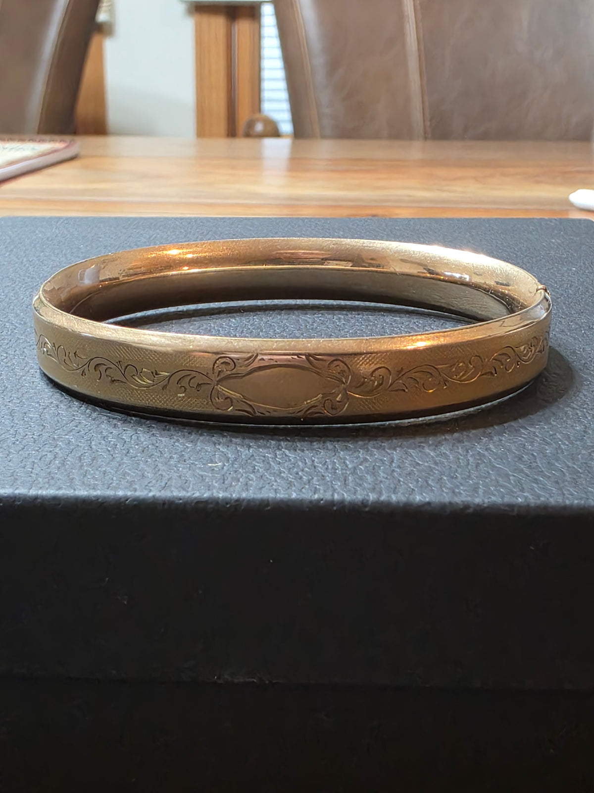 Antique Victorian Gold Filled Etched Bangle Bracelet Blank Cartouche Hinged