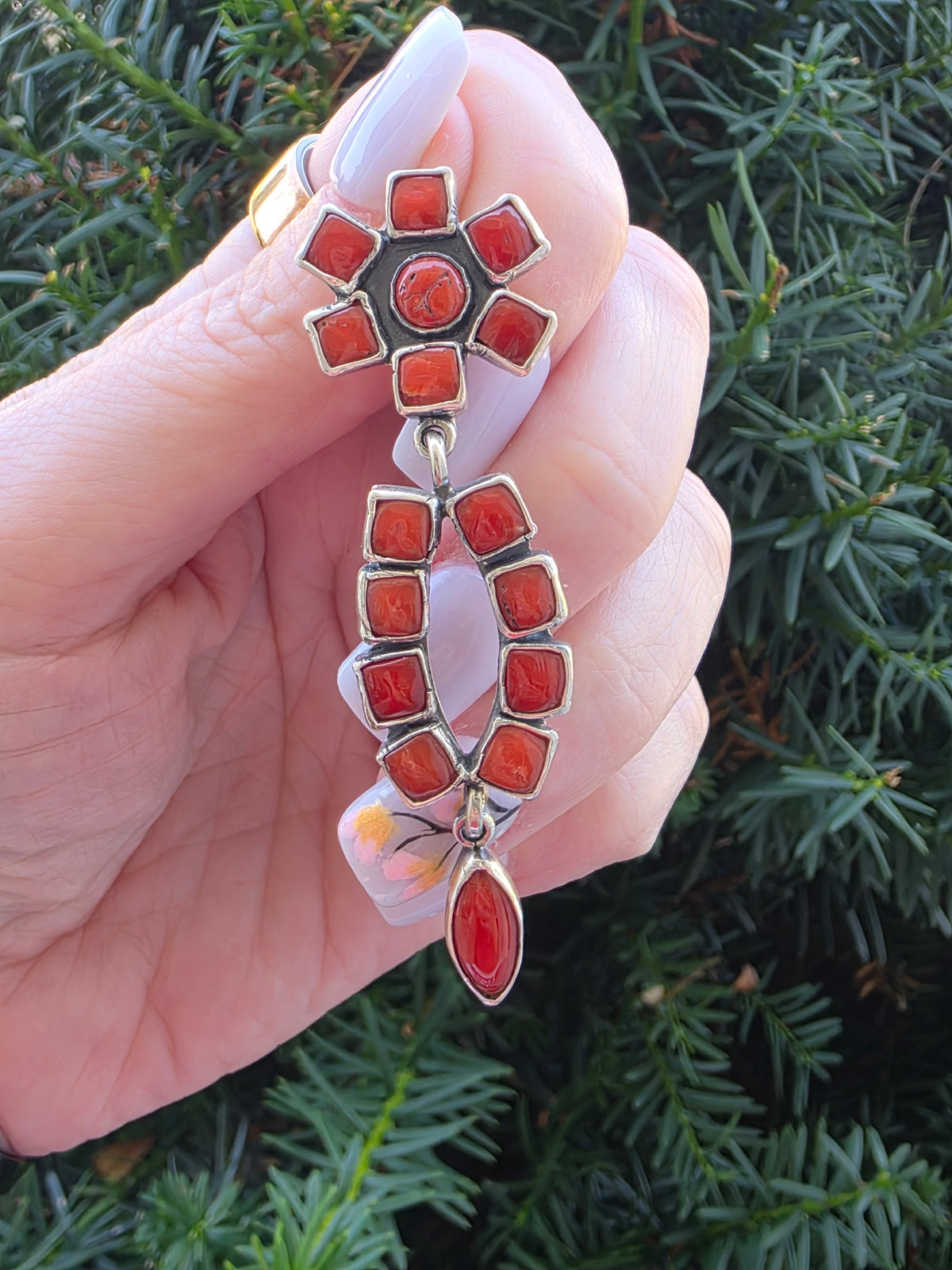 Federico Jimenez Oaxaca Sterling Silver Mediterranean Coral Earrings