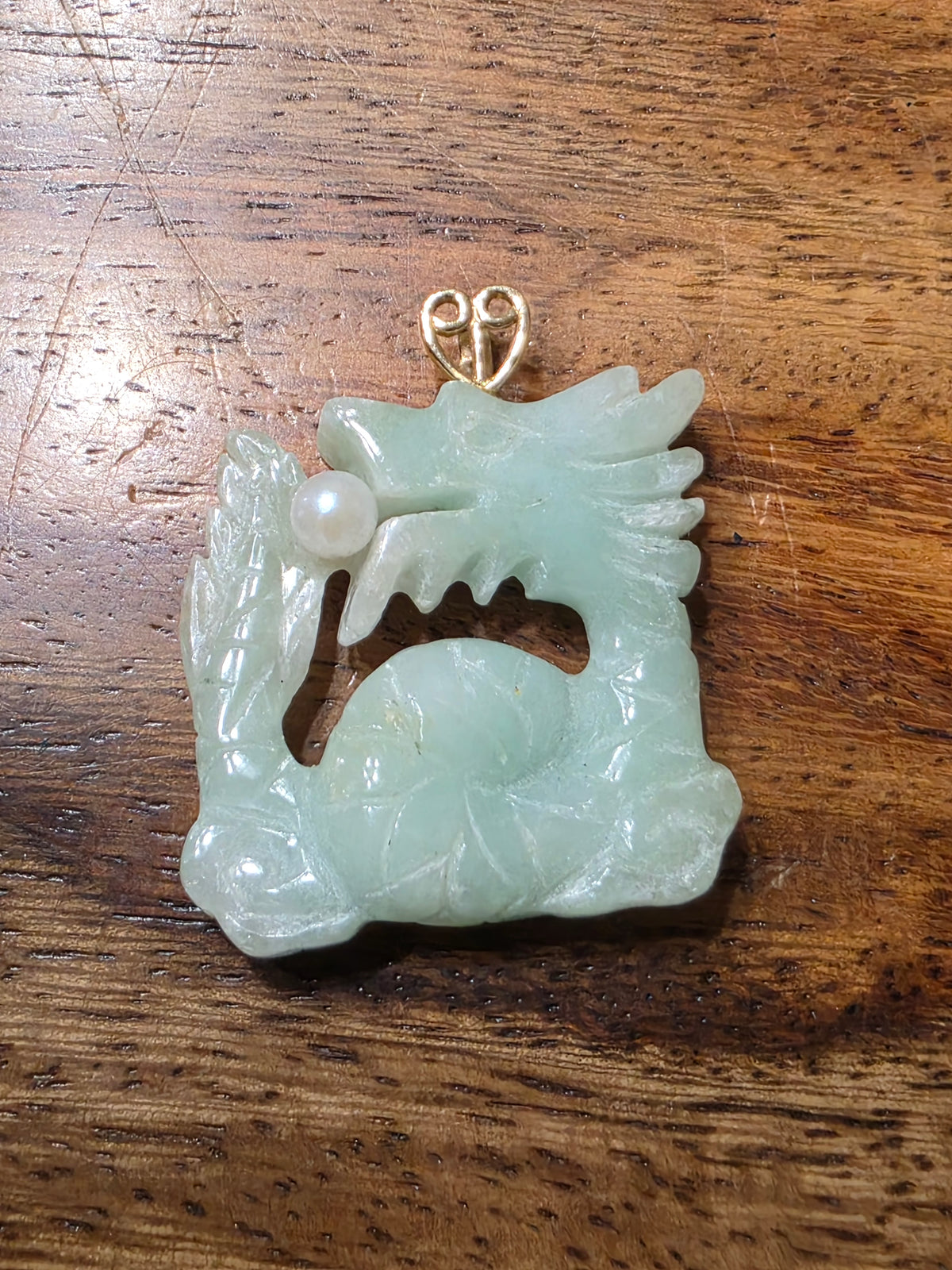 Jade & Pearl Dragon Pendant