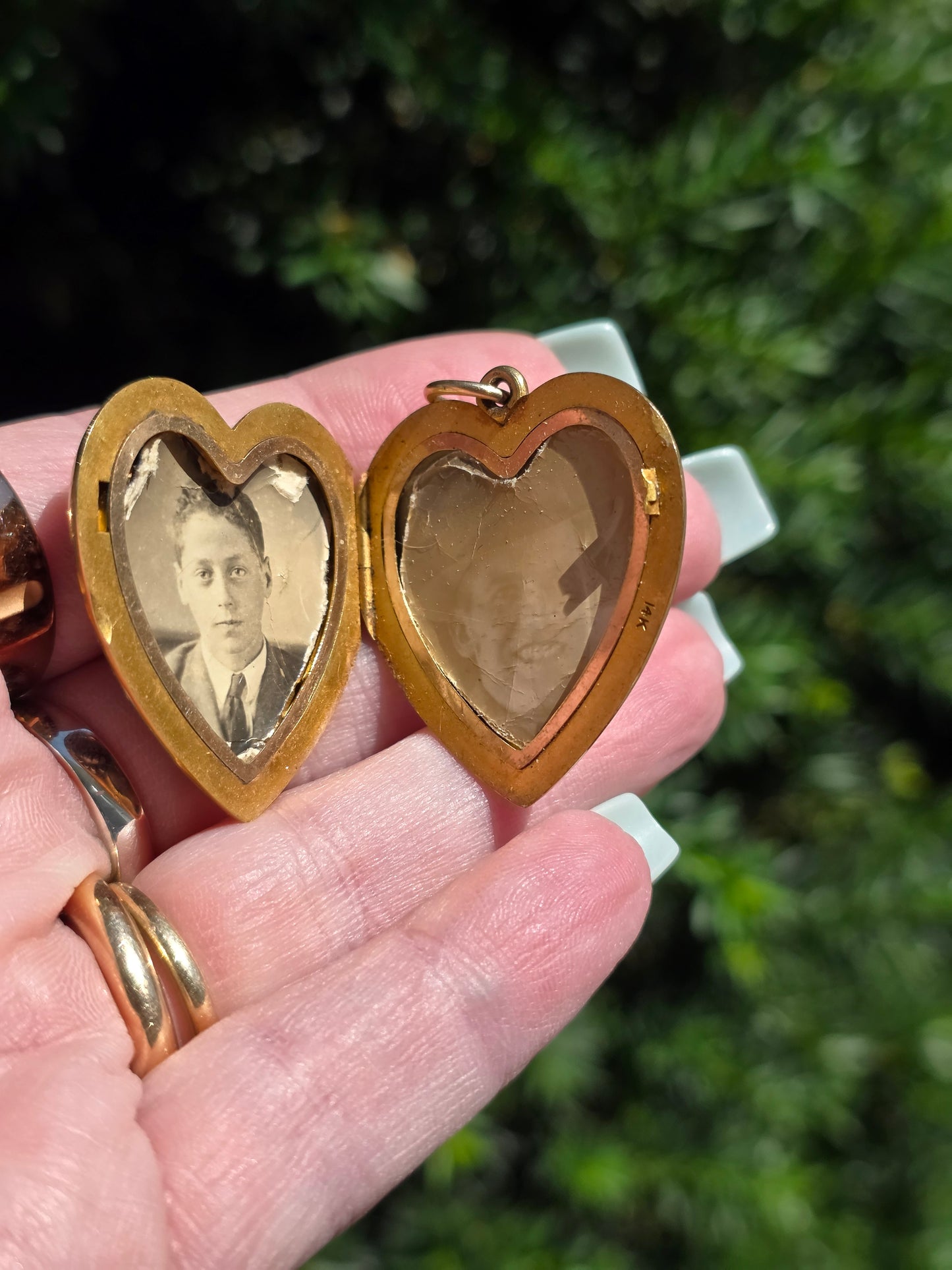Antique 14k Gold Diamond Lady Heart Locket
