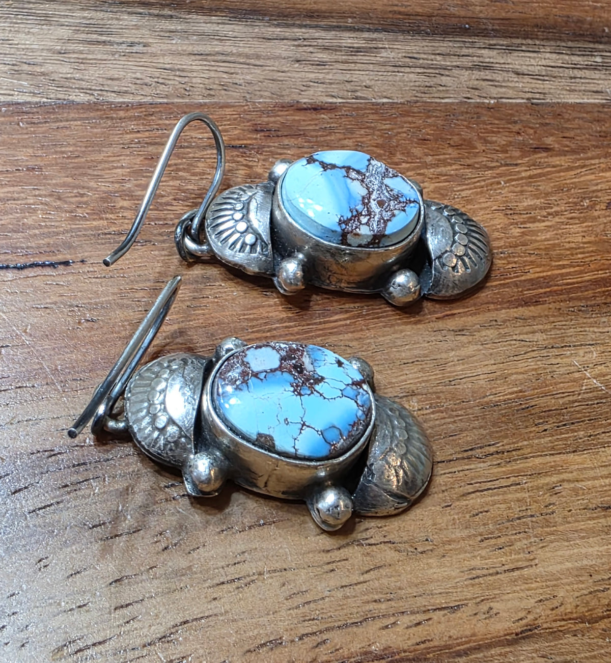 Navajo Golden Hills Turquoise Dangle Earrings, 925