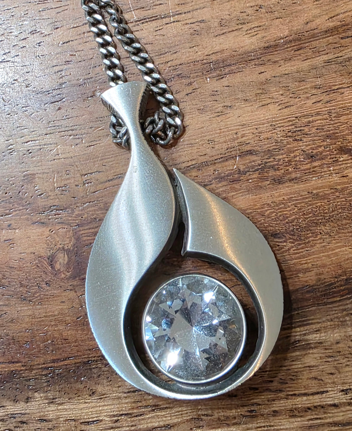 Karl Laine for Finnfeelings Modernist Sterling Silver & Rock Crystal Necklace