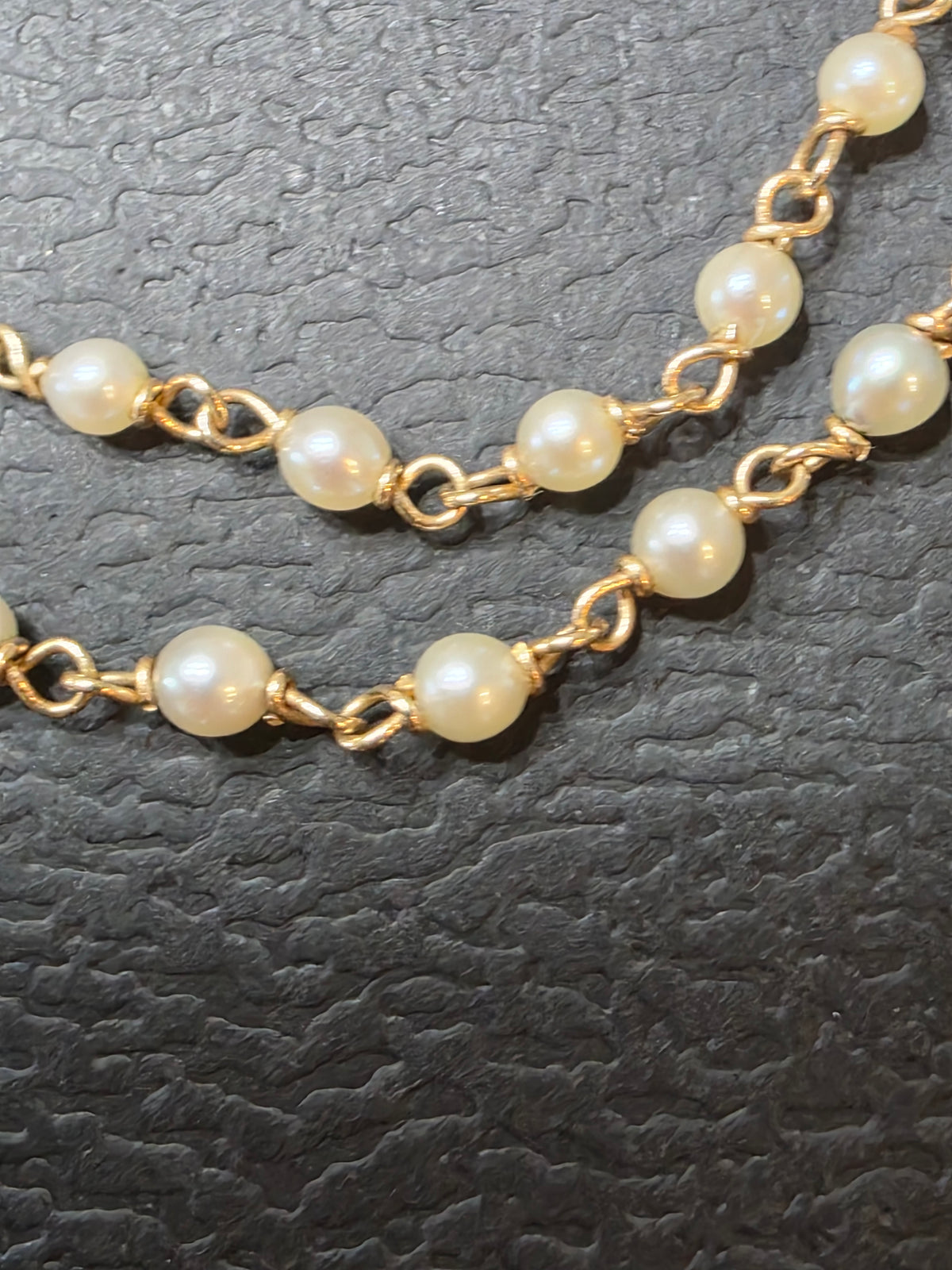 Antique Edwardian 14k Gold Seed Pearl Rosary Style Necklace