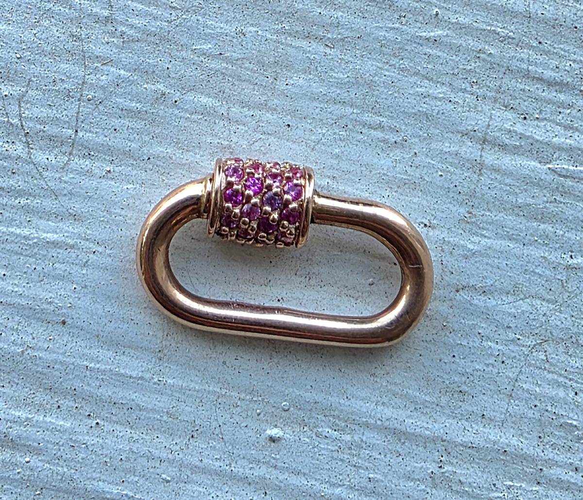 Marla Aaron 14k Rose Gold Stoned Baby Lock Pink Sapphire Pavé