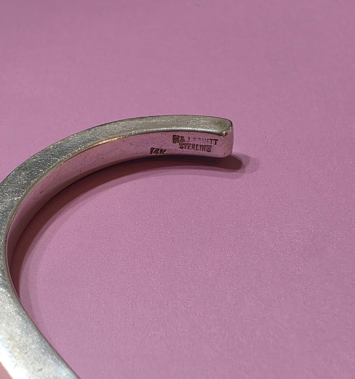Vtg M&J Savitt Sterling Silver 14K Gold Industrial Screw Cuff Bracelet Signed