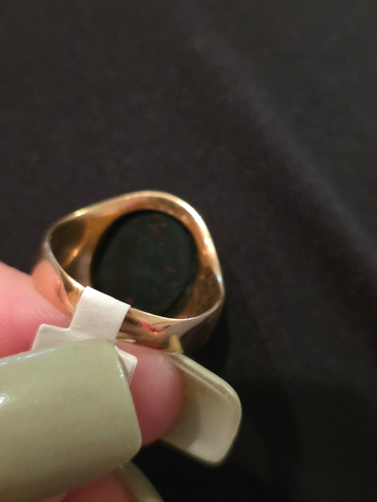 Antique 14k Carved Bloodstone Signet Ring