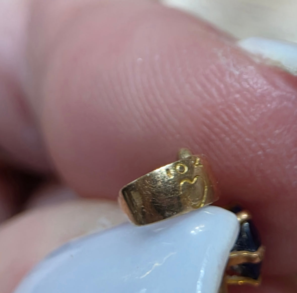 Antique Edwardian 10k Gold  Sapphire & Dog Tooth Pearl Drop Lavalier Pendant
