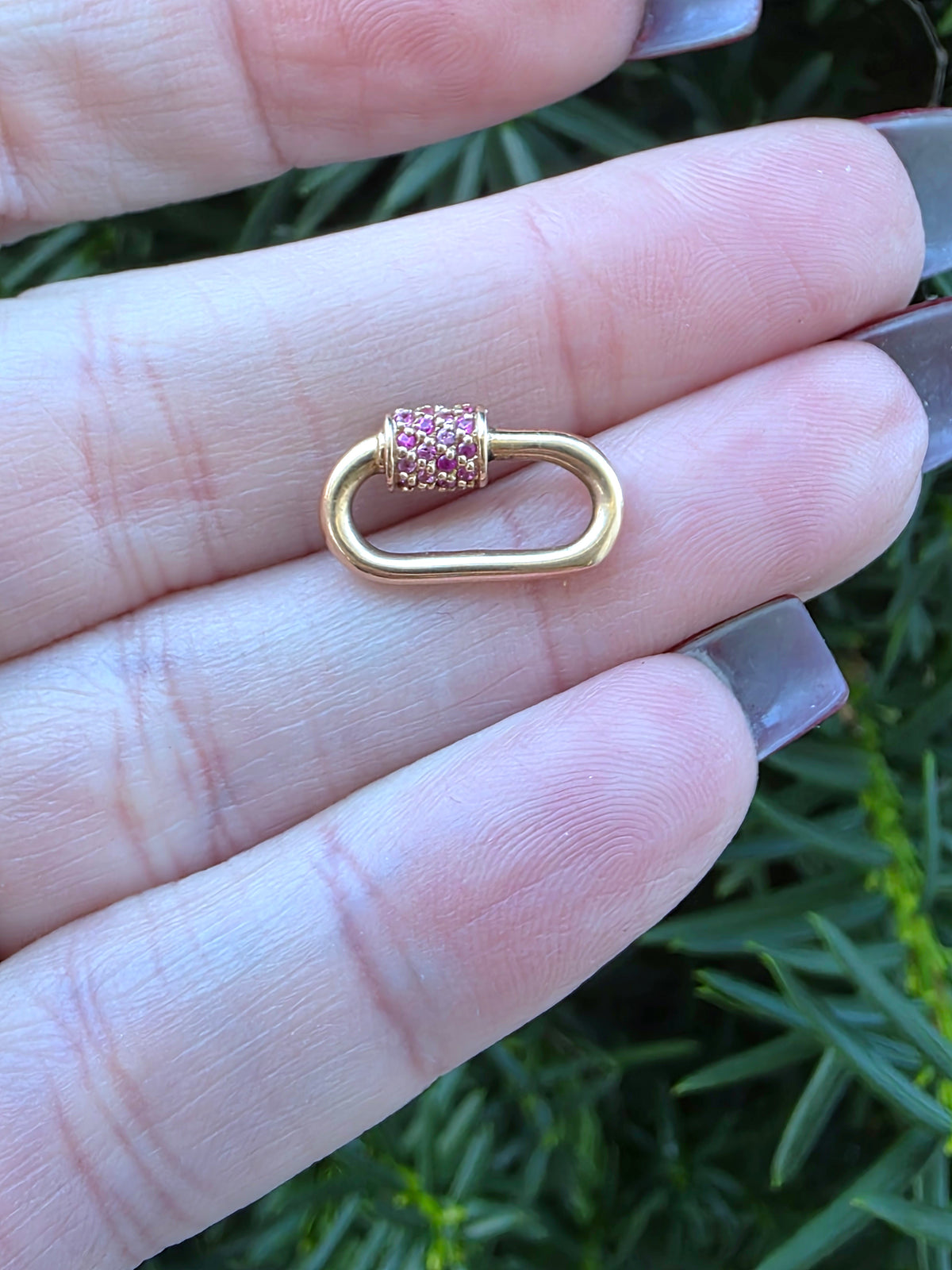 Marla Aaron 14k Rose Gold Stoned Baby Lock Pink Sapphire Pavé