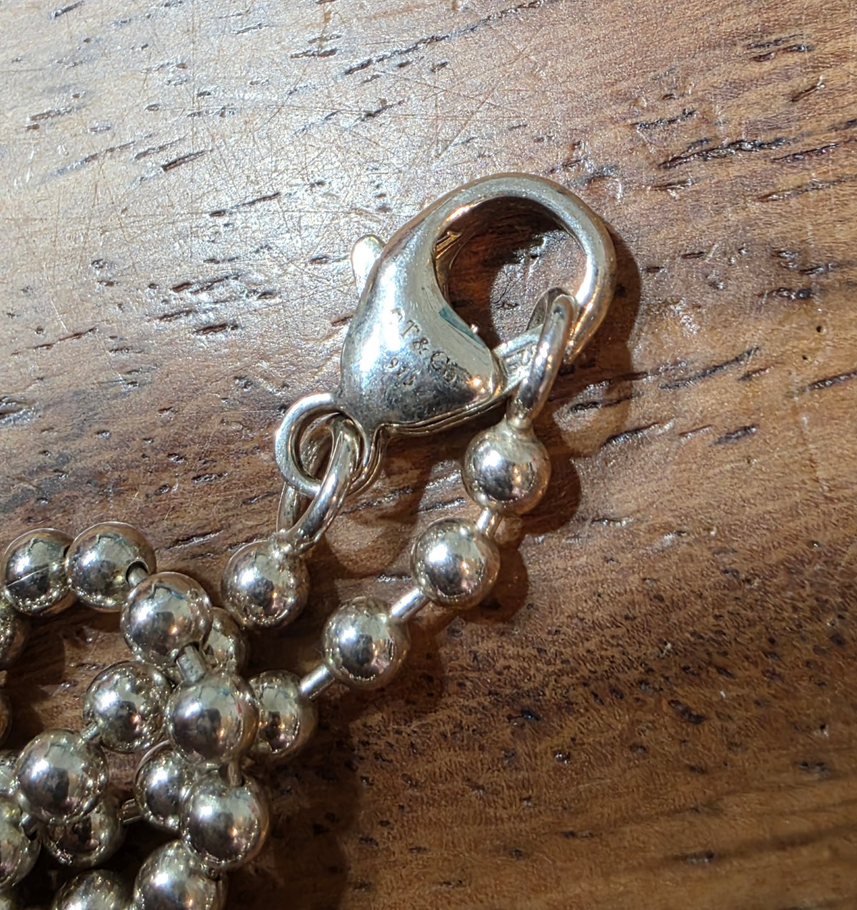 Tiffany & Co. Sterling Silver Peace Sign Pendant Necklace on Classic Ball Chain