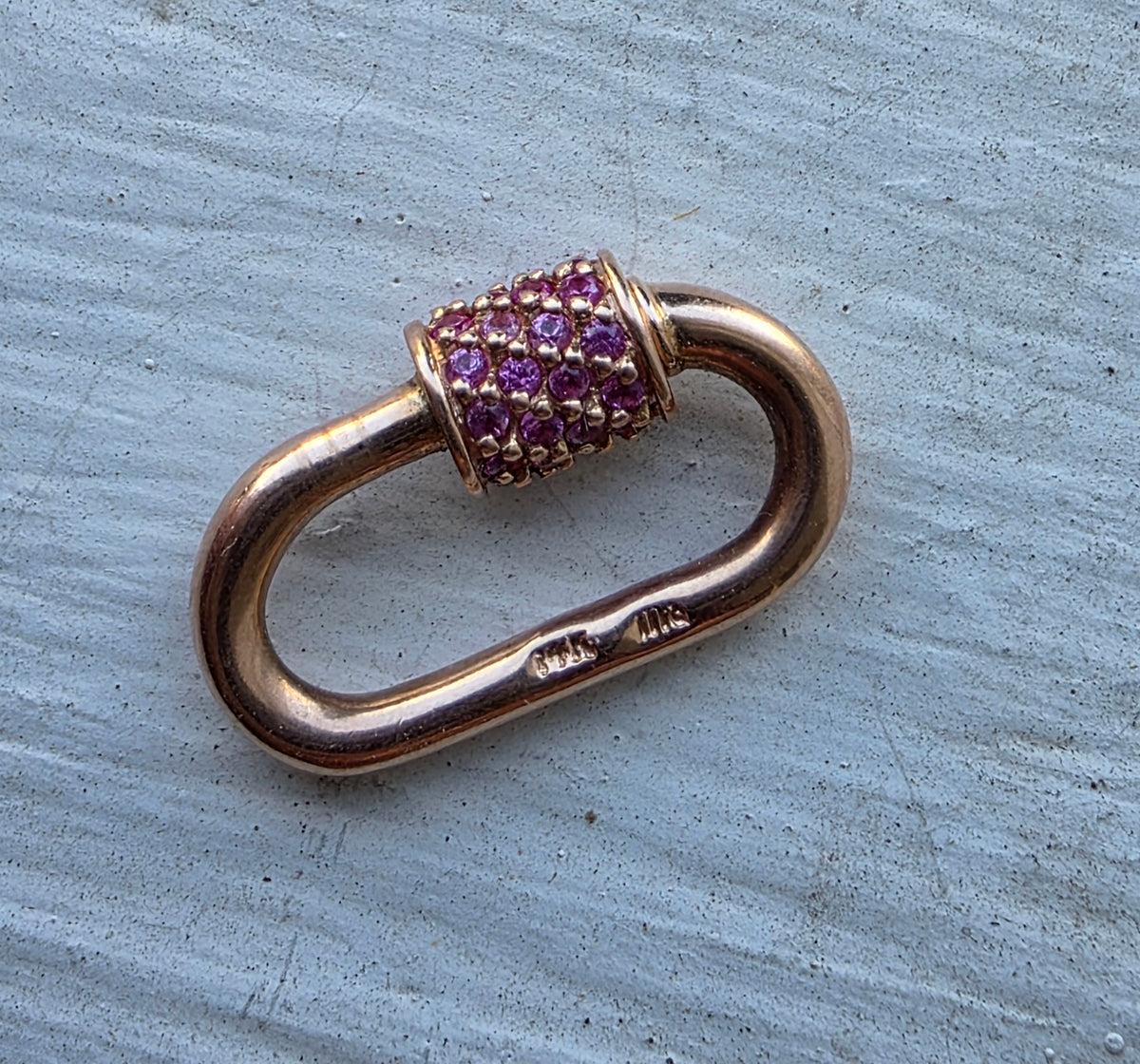 Marla Aaron 14k Rose Gold Stoned Baby Lock Pink Sapphire Pavé