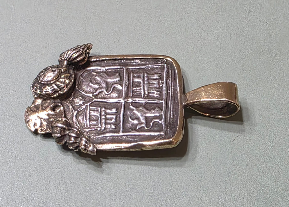Sterling Vermeil Atocha Shipwreck Replica Coin Shield Pendant Seashell Accents