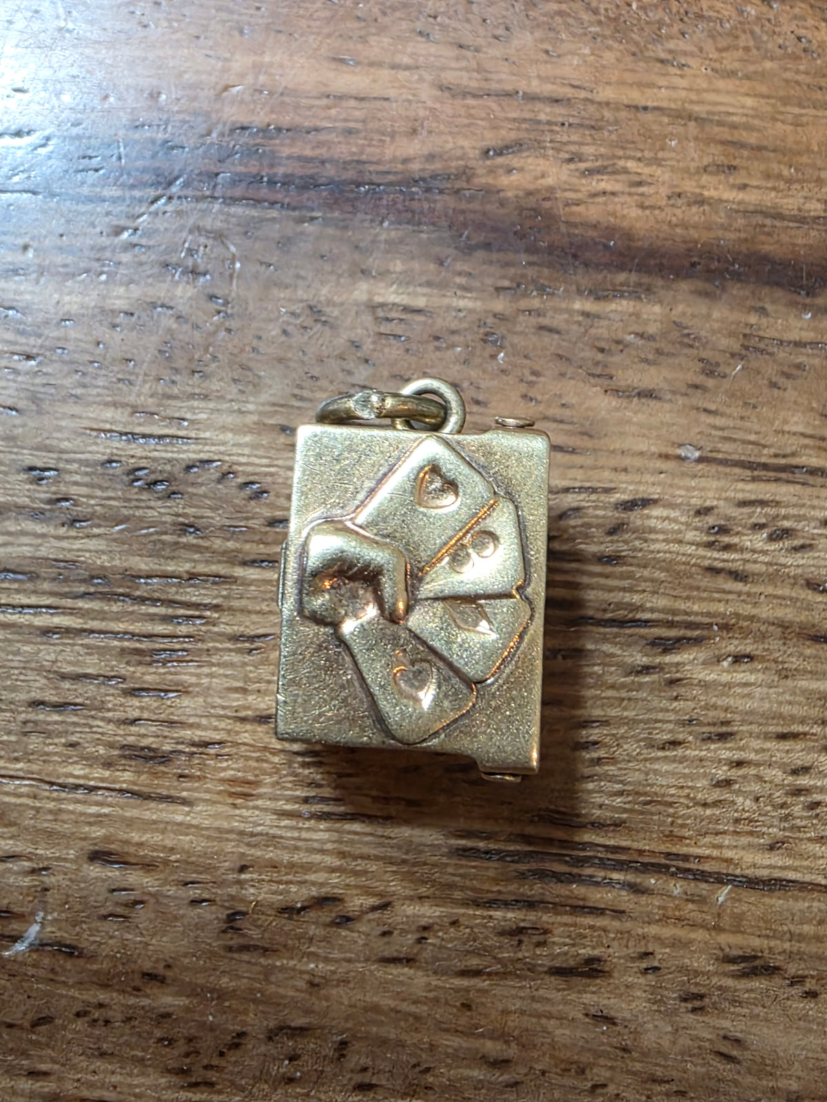 Vintage 14K Gold Mechanical Playing Cards Charm – Movable Miniature Deck