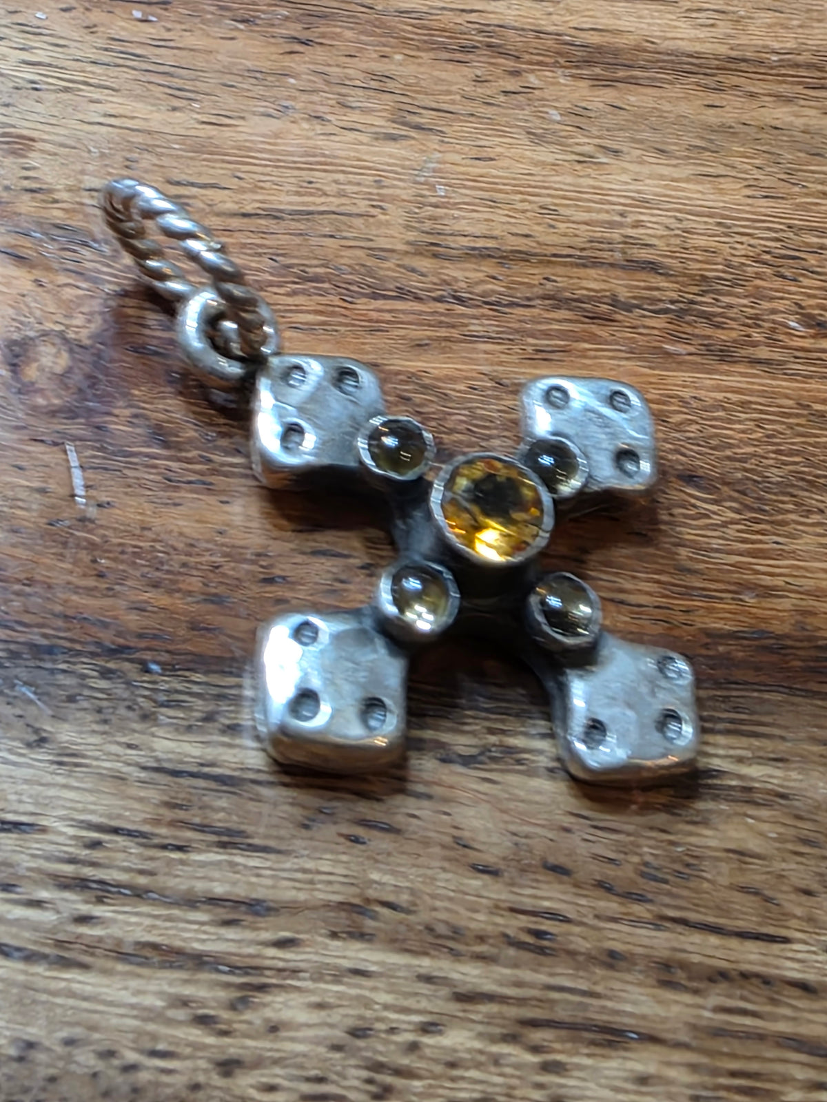 Richard Schmidt Sterling Silver Citrine Maltese Cross Pendant