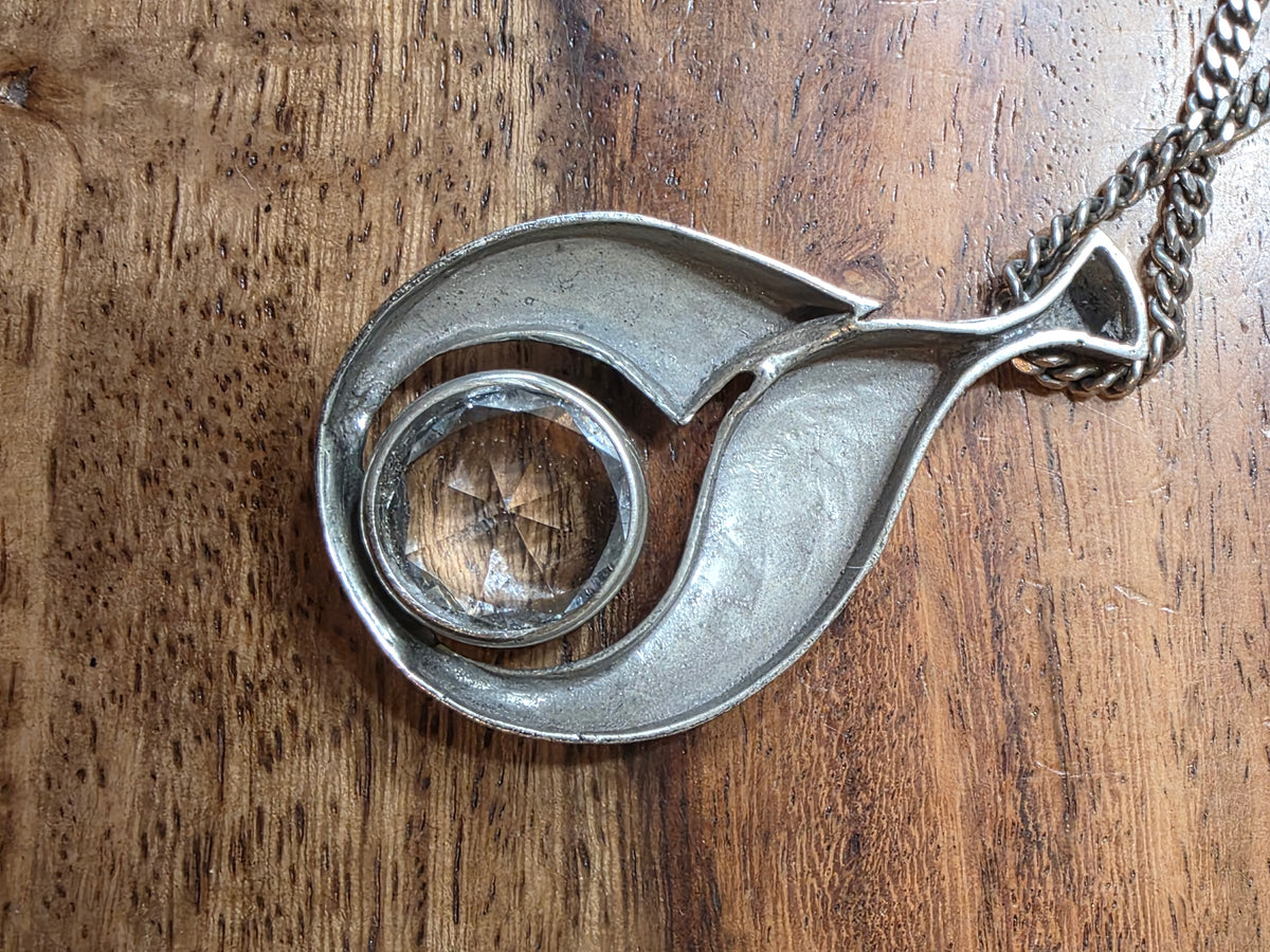 Karl Laine for Finnfeelings Modernist Sterling Silver & Rock Crystal Necklace