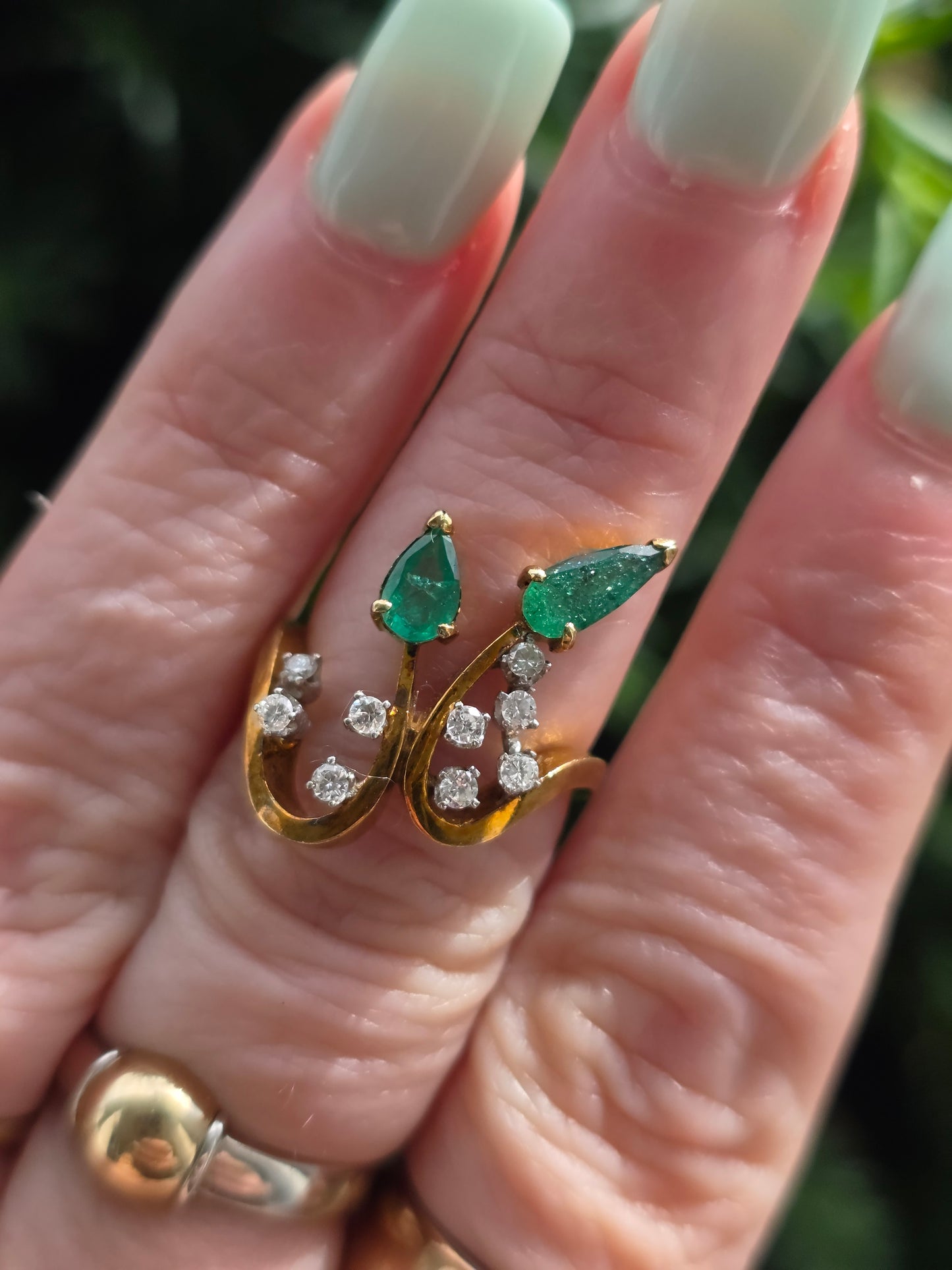 Vintage 18k Emerald and Diamond Ring