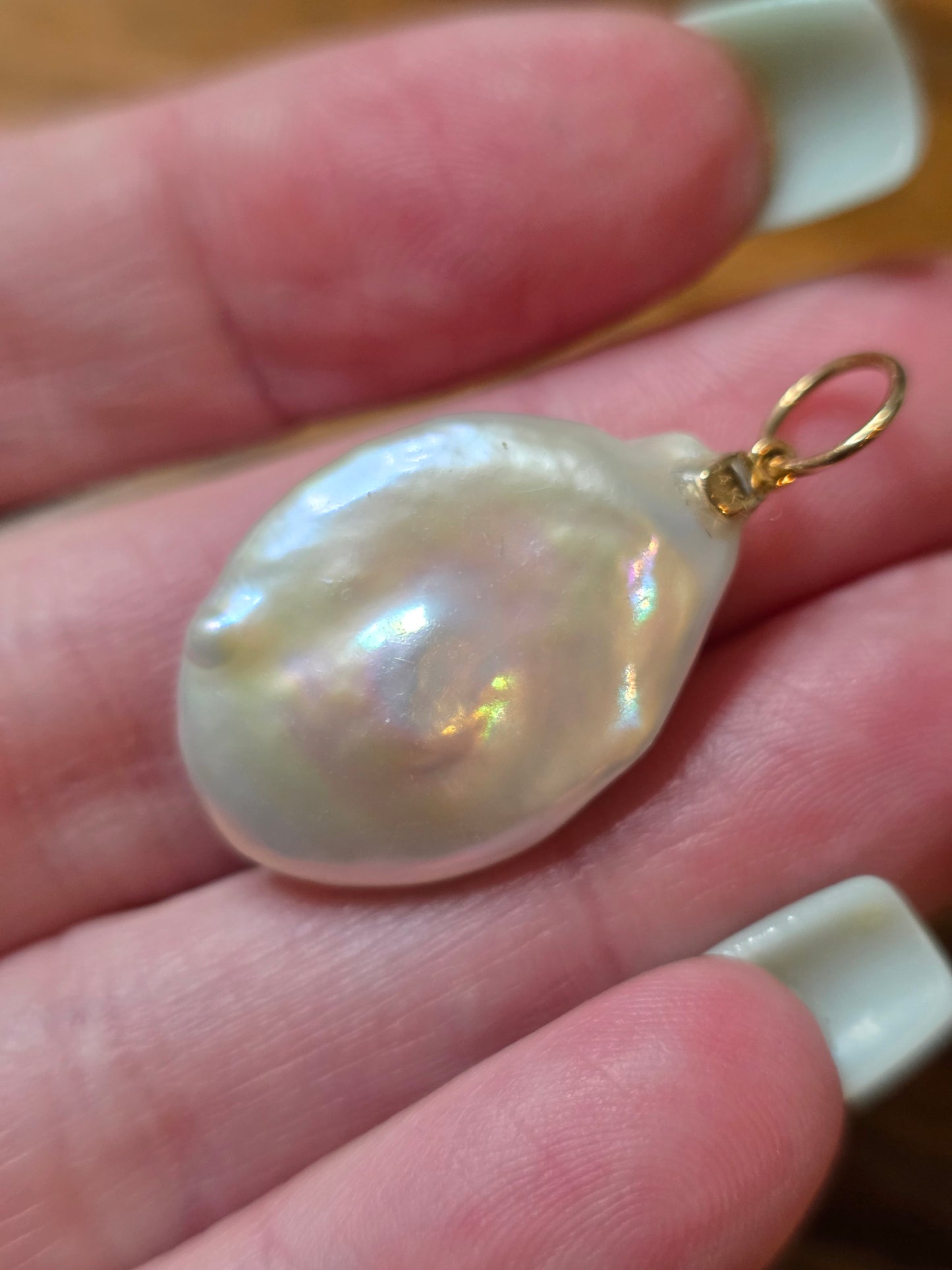 Unique 14k Gold Ruby & Pearl Pendant